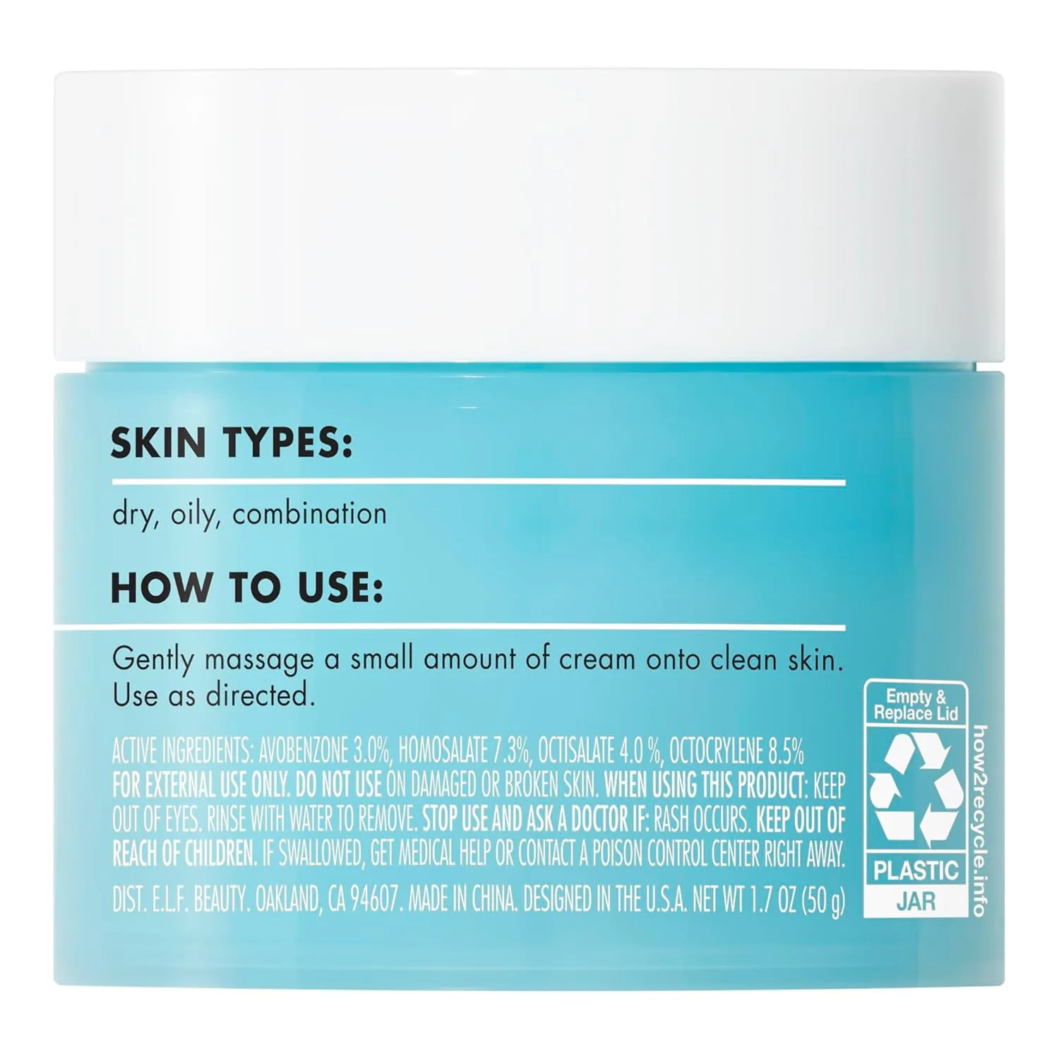 e.l.f. Holy Hydration! Face Cream, Broad Spectrum SPF 30 Sunscreen, Moisturizes & Softens Skin, Quick-Absorbing & Ultra-Hydrating,1.7 Ounce