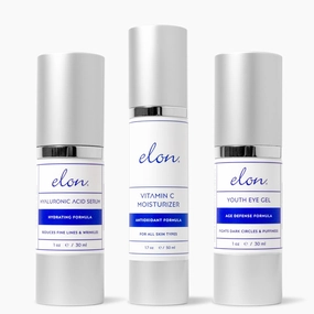 Elon Hydration Package (Hyaluronic Acid Serum, Vitamin C Moisturizer, Youth Eye Gel)