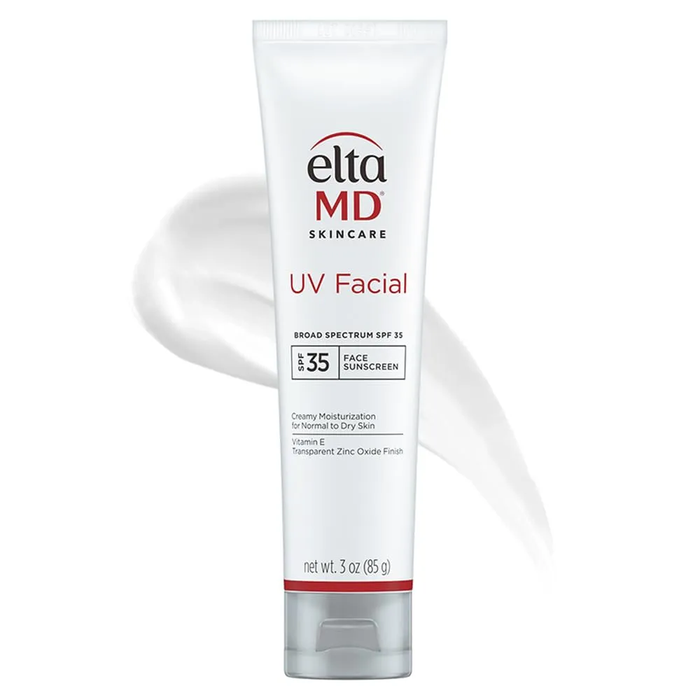 EltaMD UV Facial SPF 30  Sunscreen Moisturizer Face Lotion, Broad Spectrum Moisturizing Sunscreen with Hyaluronic Acid, Non-Greasy, Mineral-Based Face Sunscreen with Zinc Oxide, 3.0 oz Tube