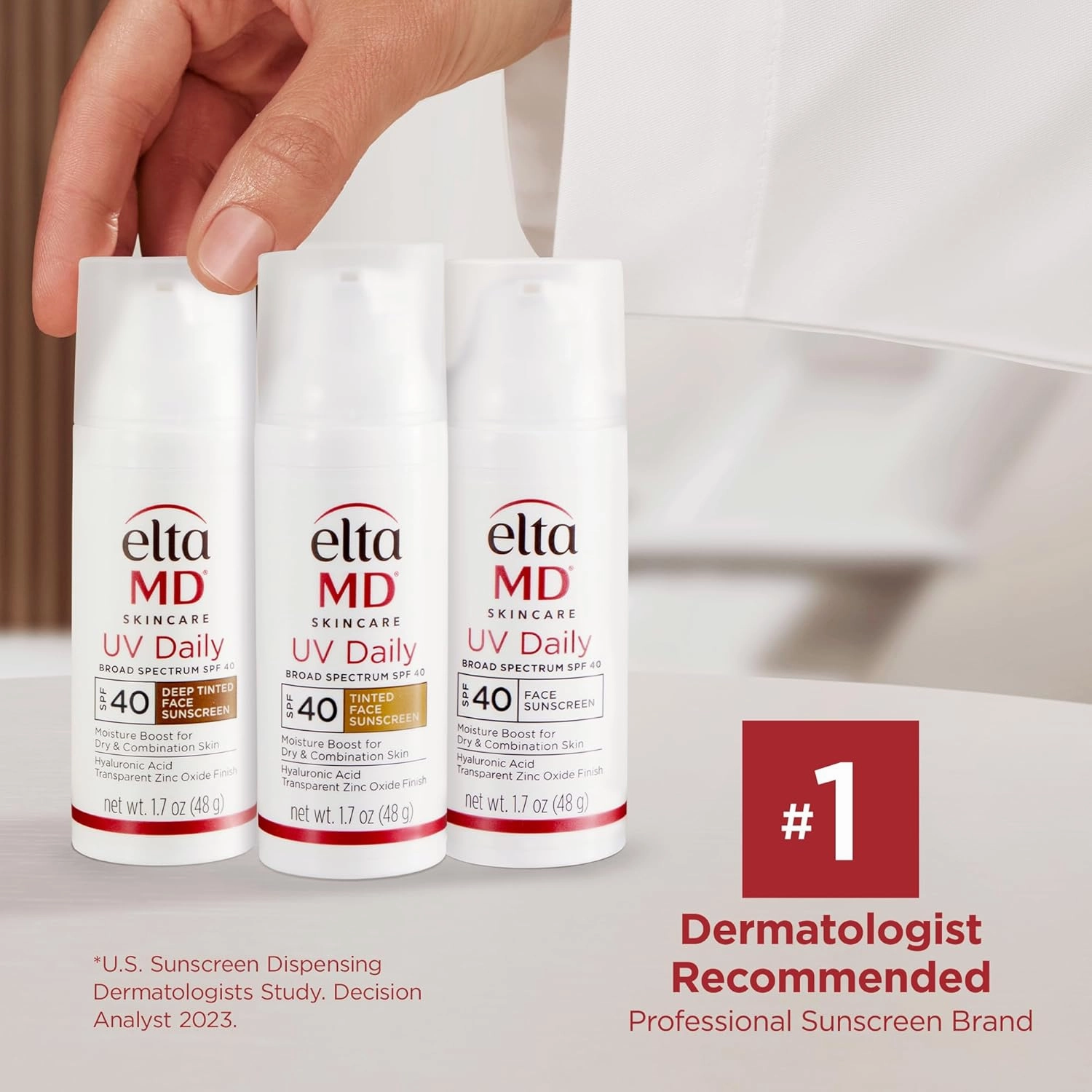 EltaMD UV Daily SPF 40 Face Sunscreen Moisturizer with Zinc Oxide, Daily Face Moisturizer with SPF, Sunscreen, 1.7 oz Pump