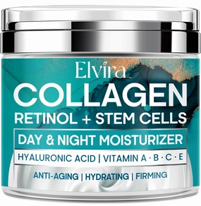 Elvira Anti Aging Face Cream with Retinol, Collagen & Stem Cells – Wrinkle Moisturizer for Face & Neck, Hydrating & Firming, 1.85 Fl Oz