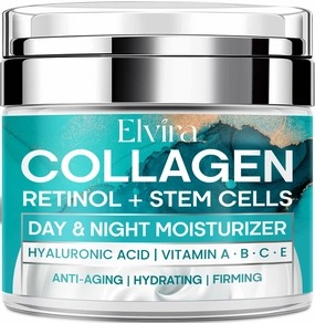 Elvira Collagen, Retinol & Hyaluronic Acid Cream, Anti-Aging Face Moisturizer for Face, Neck & Décolleté, Daily Hydrating Cream, 1.7 fl oz