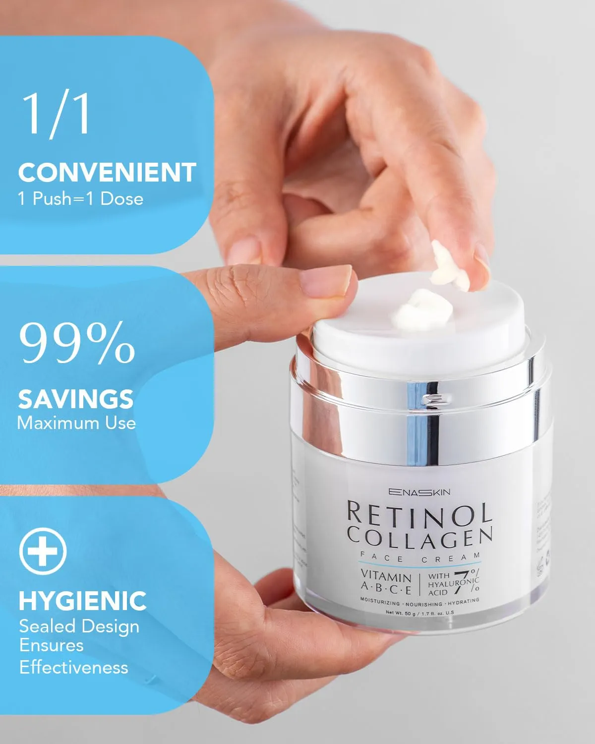 EnaSkin Anti Aging Face Moisturizer: Retinol Collagen Wrinkle Cream- Day/Night Firming Facial, Neck & Décolleté, Skin Care for Women Aged 28-50, 1.7 fl oz.