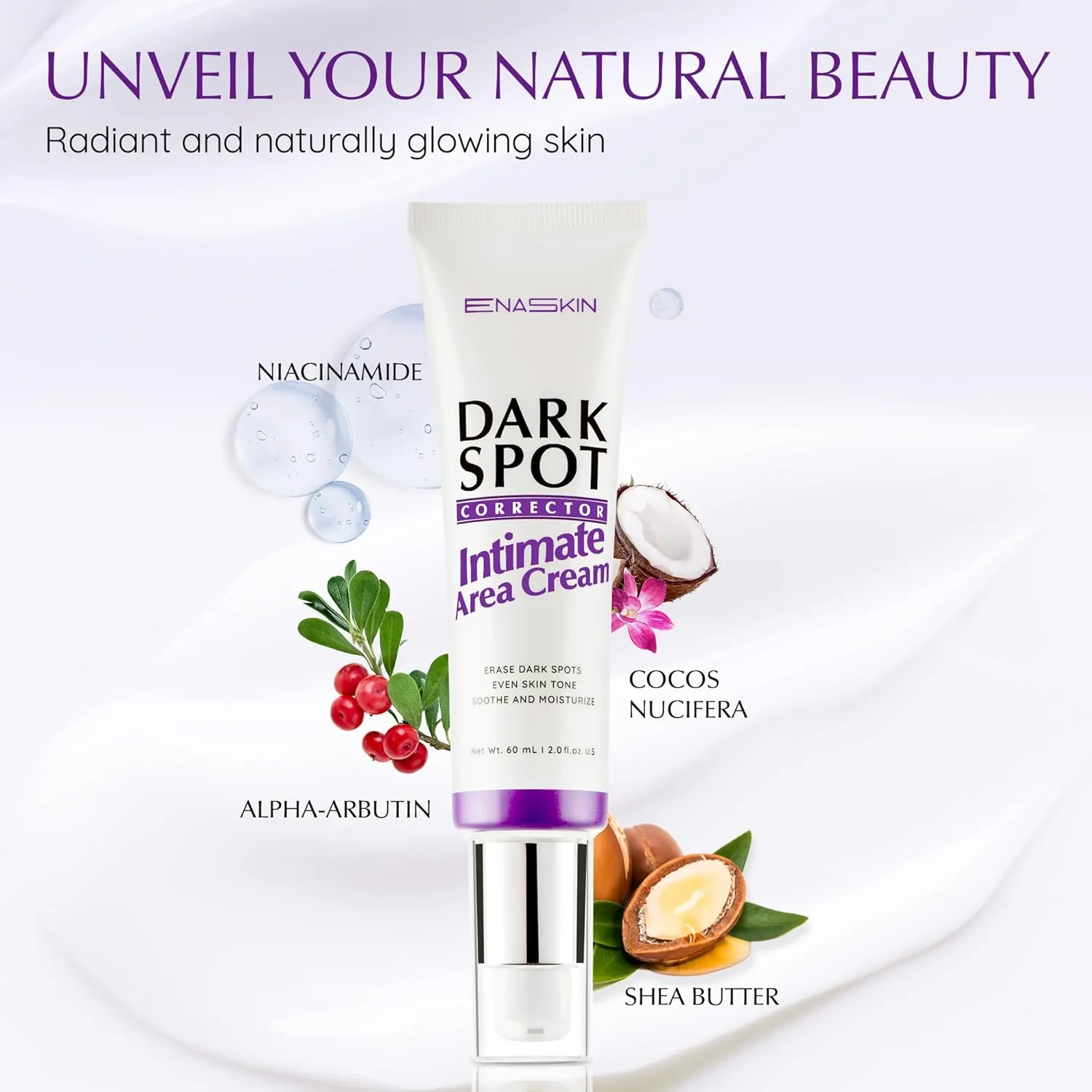 EnaSkin Dark Spot Corrector Cream: Dark Spots Remover Cream for Face and Body, Underarm, Inner Thighs, Bikini Area, Elbows, Intimate Parts - 2 Fl Oz