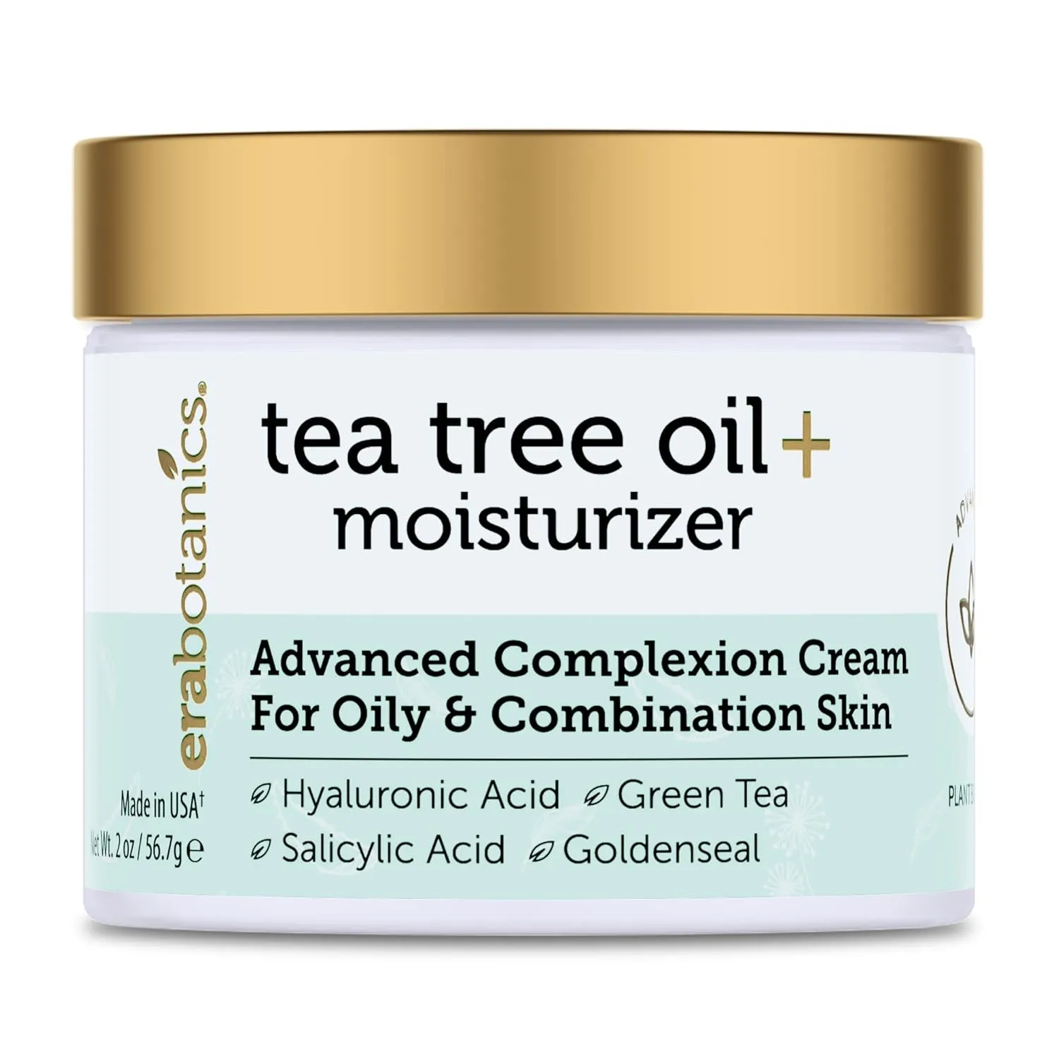 Era Organics Tea Tree Cream Face Moisturizer for Oily Skin - Advanced 7X Balancing Oily Skin Moisturizer - Non-Greasy Moisturizer - Tea Tree Oil for Skin