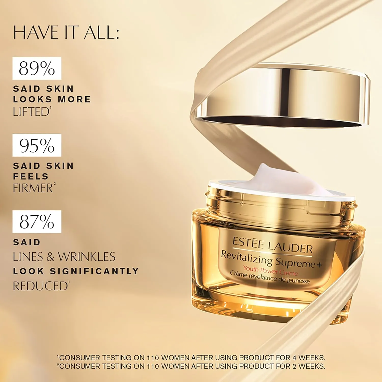 Estée Lauder Revitalizing Supreme  Youth Power Cream Moisturizer with Hyaluronic Acid & Peptides | Anti-Aging