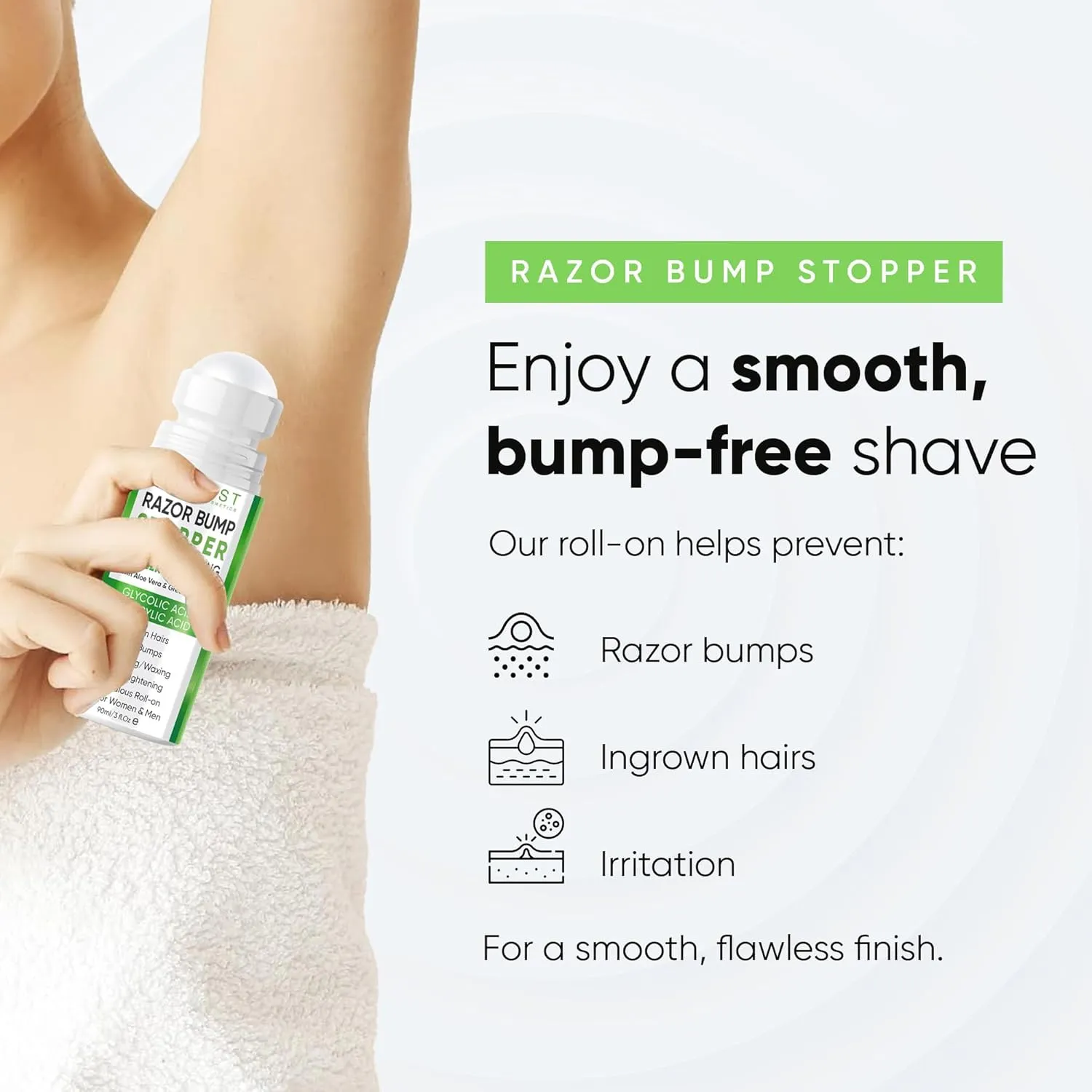 ESTETIST Razor Bump Stopper for Sensitive Tend Skin, Dark Spot Remover Roll-On Treatment, Ingrown Hair Solution with Aloe Vera and Tea Tree Oil, Soothing After Shave Skin Care Serum for Women and Men