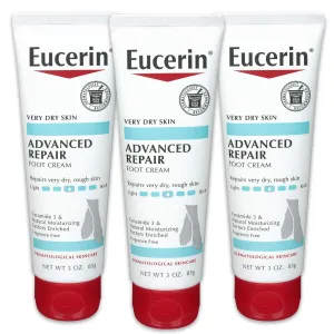 Eucerin Advanced Repair Foot Cream, Unscented Foot Care Cream for Dry Feet and Heels, 3 Oz Tube