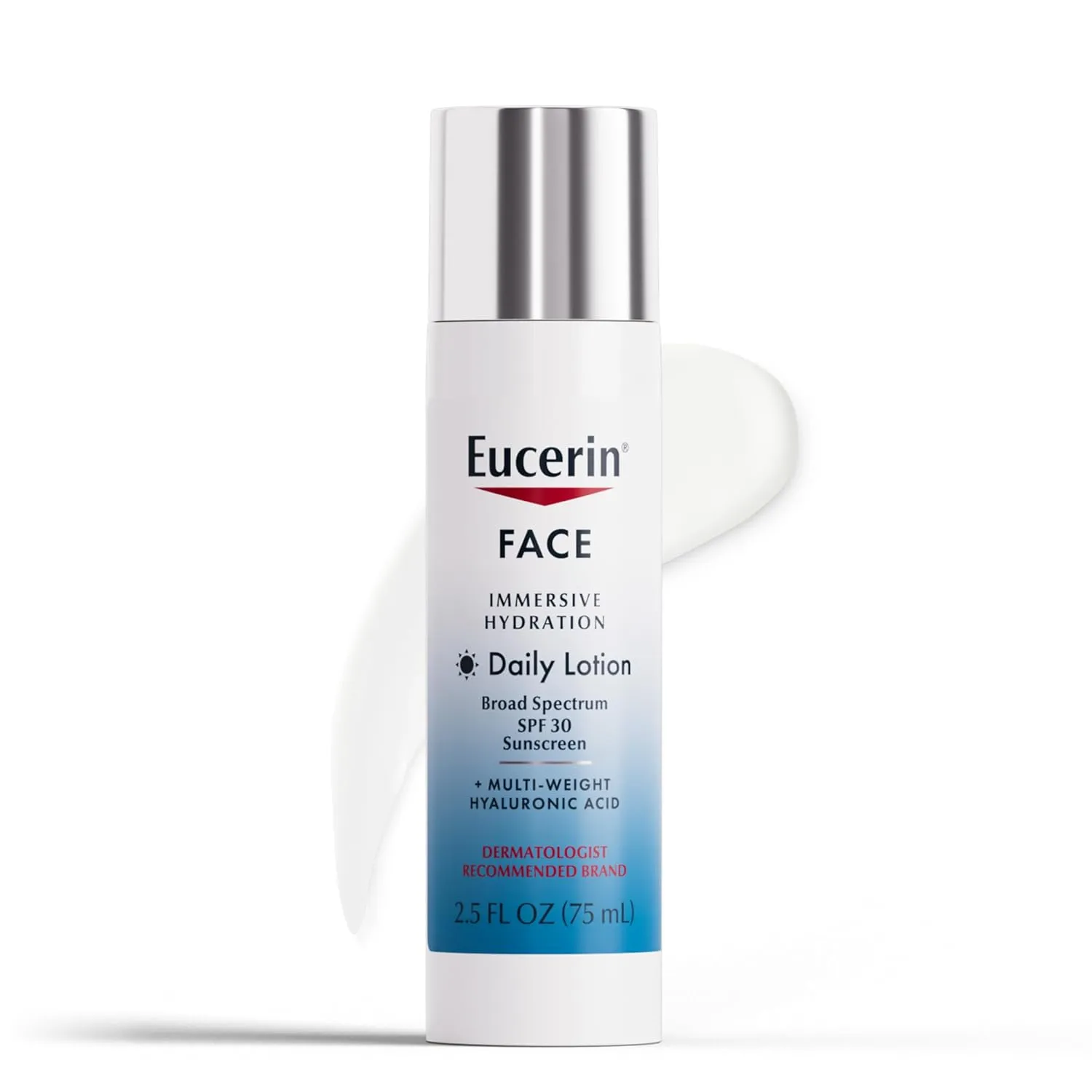Eucerin Face Immersive Hydration Daily Face Lotion Broad Spectrum SPF 30 Sunscreen, Daily Moisturizer with Hyaluronic Acid Smooths Fine Lines and Wrinkles, 2.5 Fl Oz Bottle