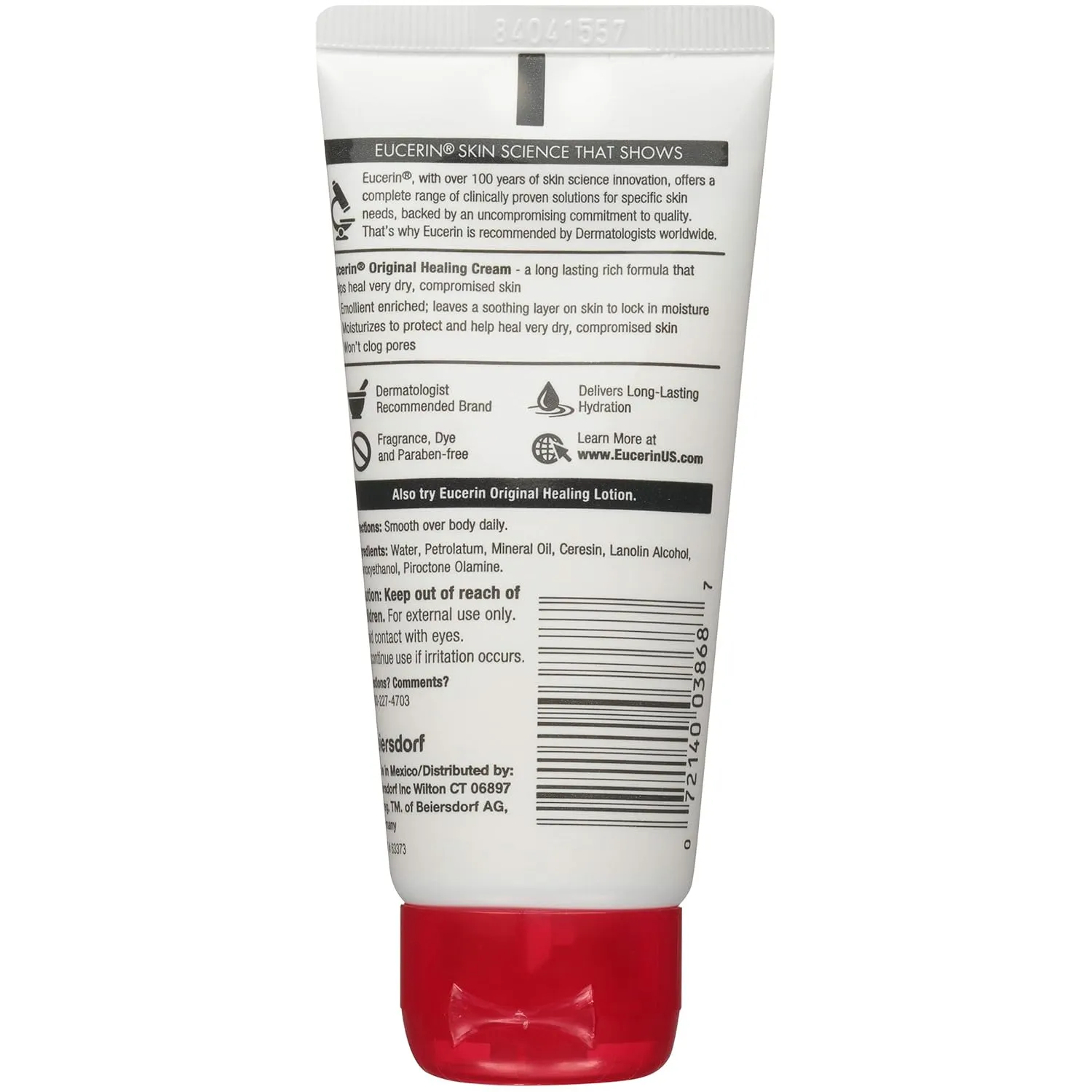 Eucerin Original Healing Cream - Fragrance Free, Rich Lotion for Extremely Dry Skin - 2 Ounce (Pack of 6)