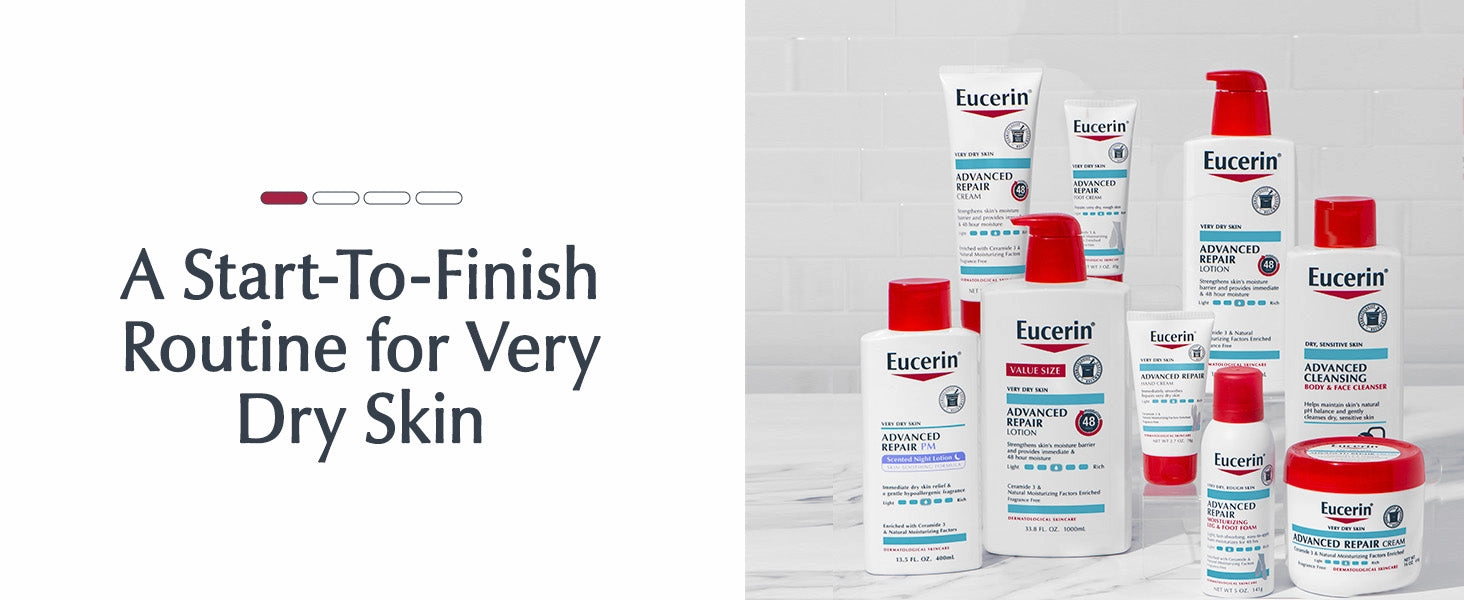Eucerin Advanced Repair Body Cream for Very Dry Skin, Fragrance Free Daily Body Moisturizer, 16 Oz Jar