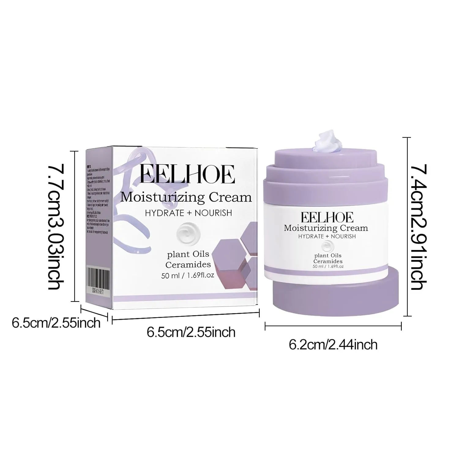 Face Moisturizer Cream, Polypeptide Moisturizer Cream for Facial Women Skin Care (50ml, Purple)