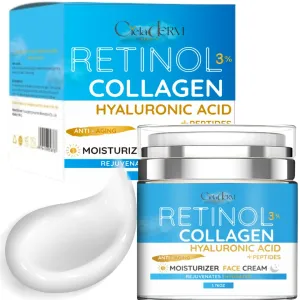 Face Moisturizer Retinol Cream with Collagen and Hyaluronic Acid | Day & Night Anti-Aging and Anti-Wrinkle Skin Barrier Hydration Cream for All Skin Types