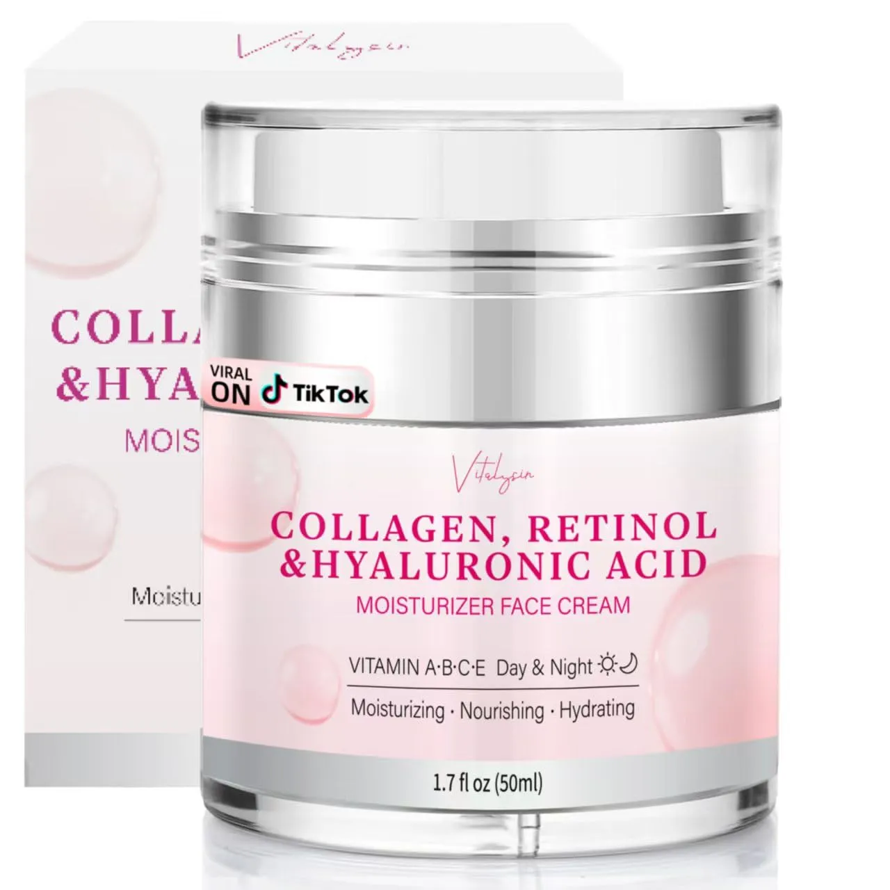 Face Moisturizer Wrinkle Cream for Women: Facial Moisturzier with Collagen Retinol and Hyaluronic Acid for Mature Skin – Neck Firming Cream for Aging Skin for Women Over 50 and 60 1.7 fl. oz.