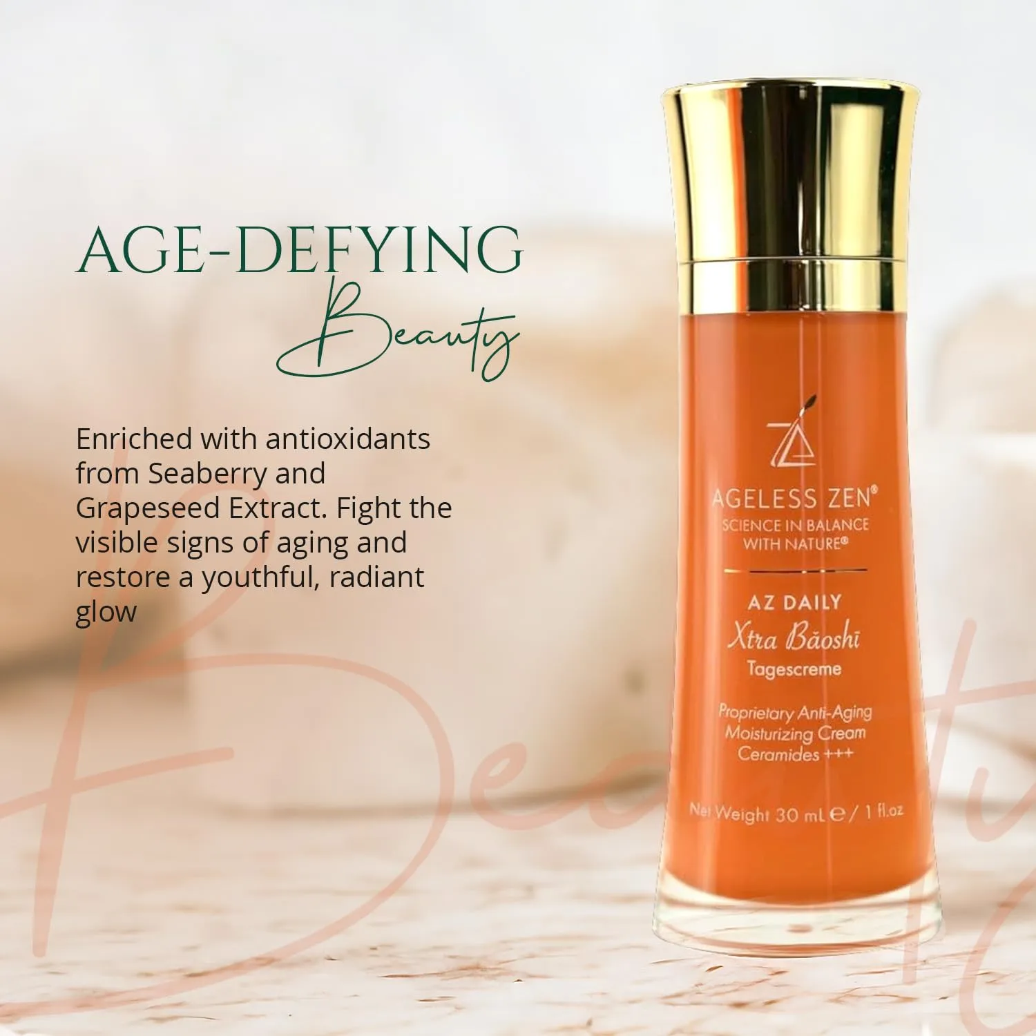 Face Moisturizing Cream - 1FL OZ - With Ceramide Moisturizer (B3) & Vitamin C & E - Calms Sensitive Skin - Antioxidants – Small Natural Flavonoids Cream for Gift- Hydration & Anti-Wrinkles