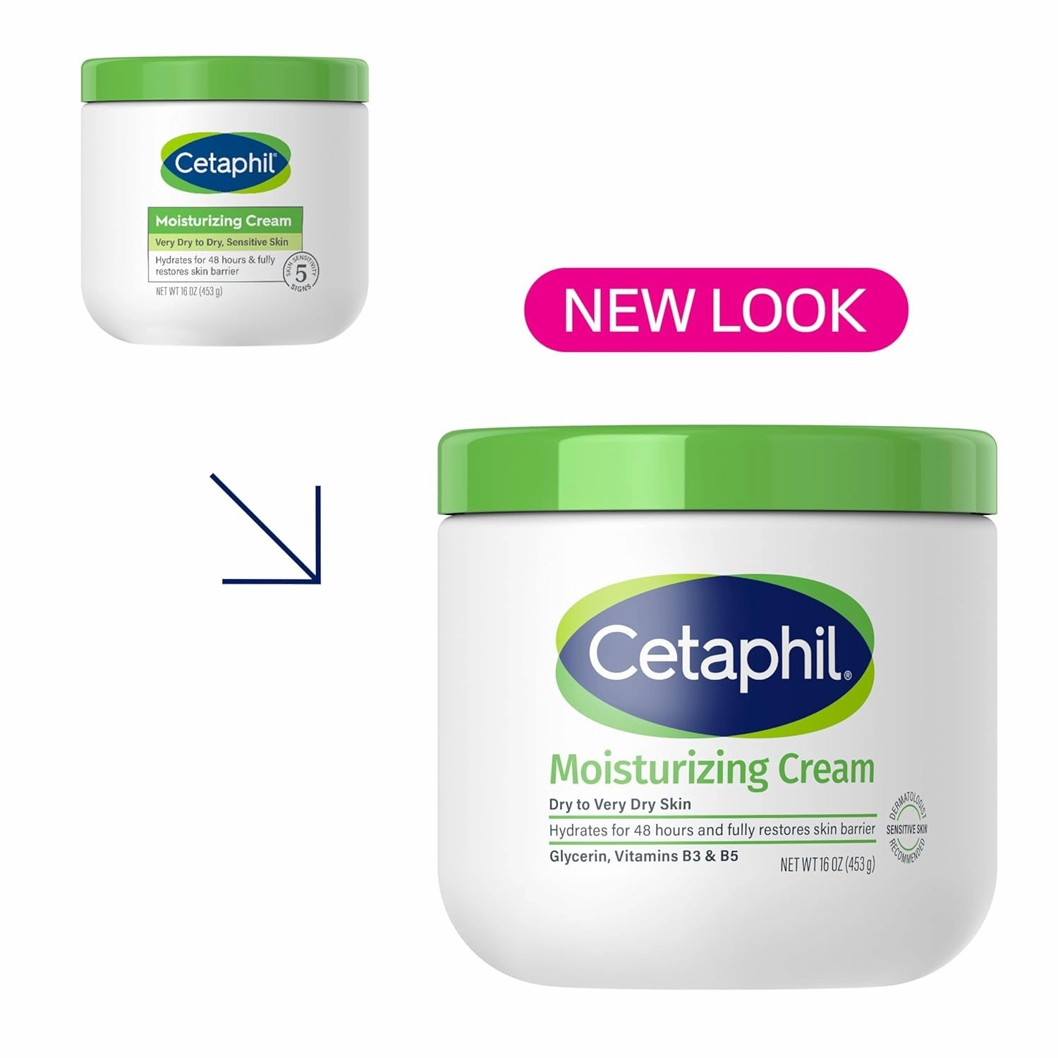 Face & Body Moisturizer, Hydrating Moisturizing Cream for Dry to Very Dry, Sensitive Skin, NEW 16 Oz 2 Pack, Fragrance Free, Non-Comedogenic, Non-Greasy