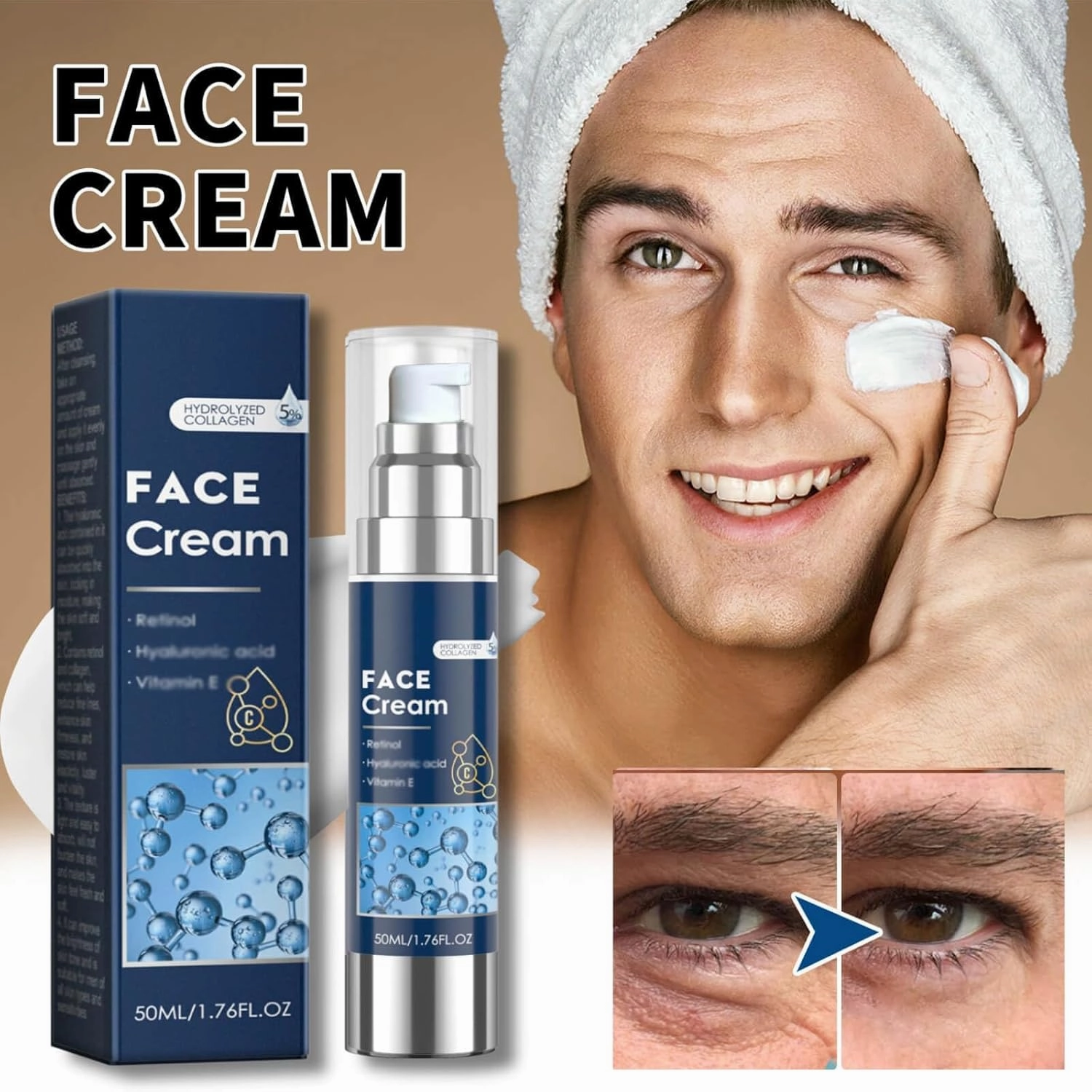 Face Cream for Men 6 In 1, Anti-Aging Anti-Wrinkle Cream for Men, Mens Face Moisturizer, 2 Pack