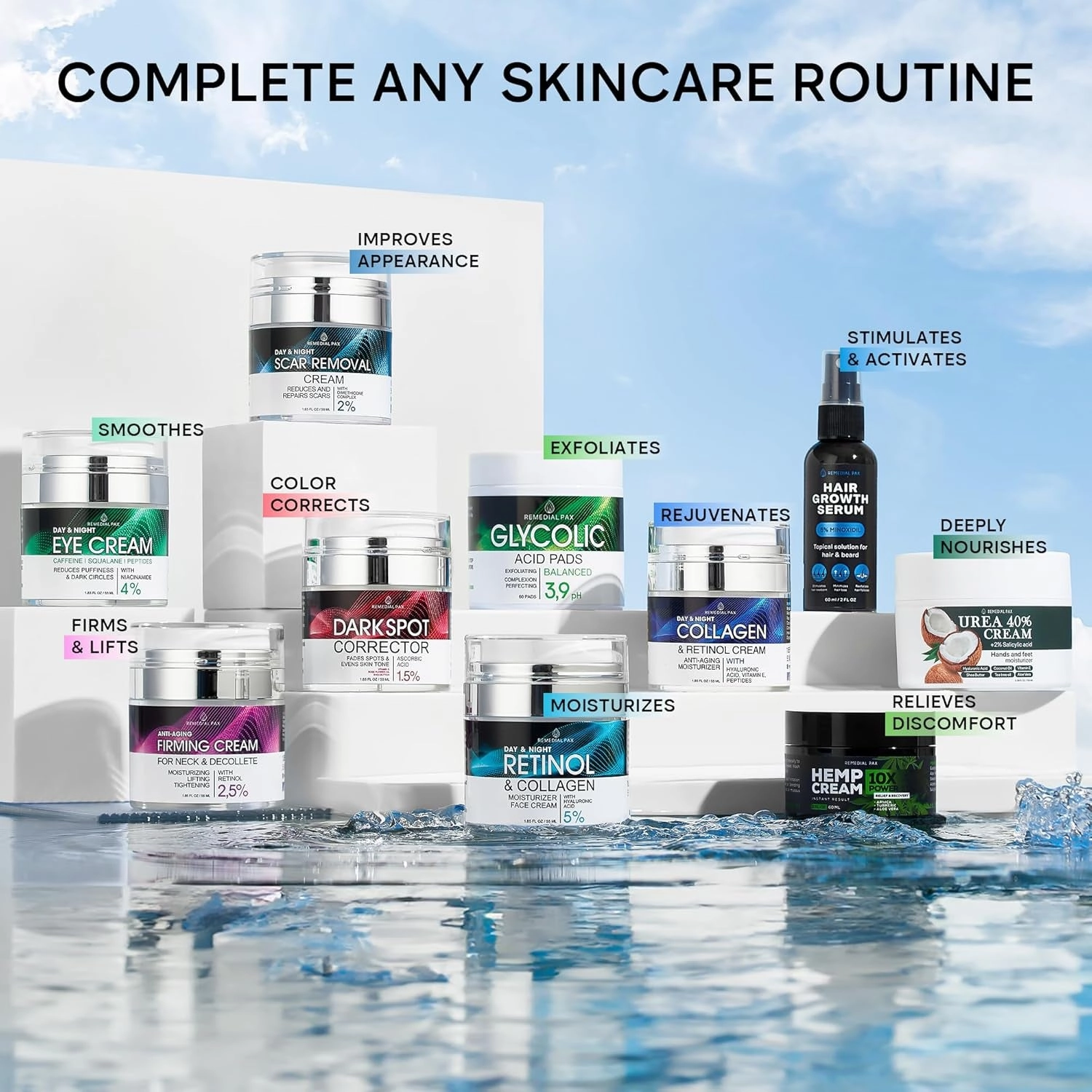 Face Moisturizer Retinol Cream, anti Aging Neck Firming Cream, Collagen Day & Night Face Cream with Hyaluronic Acid for Women & Men, 1.85 Fl Oz