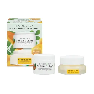 Farmacy Ceramide Face Moisturizer   Cleansing Balm Duo - Travel Size Skin Care Set with Green Clean Makeup Remover Balm   Honey Halo Moisturizer Face Cream (2 Count)