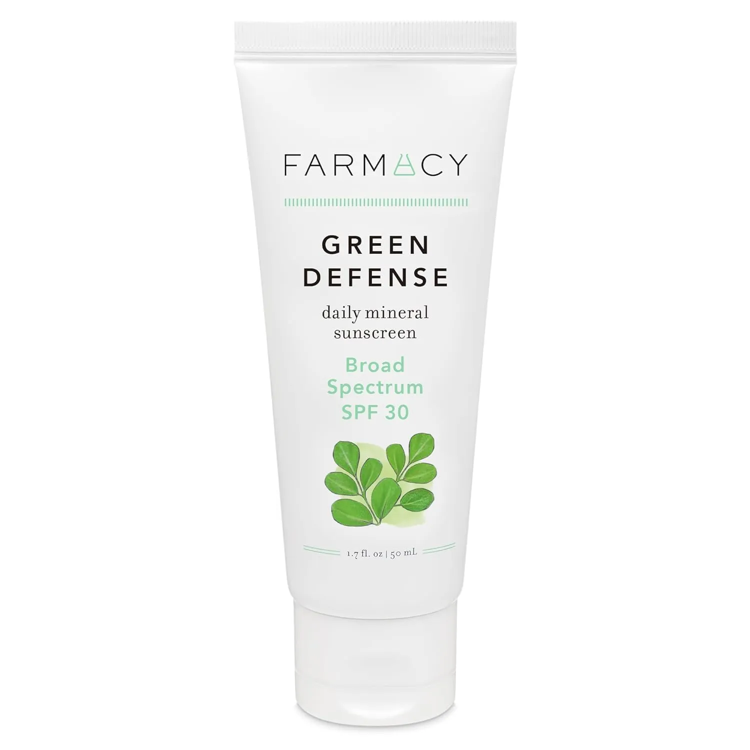 Farmacy Mineral Face Sunscreen SPF 30 - Broad Spectrum Zinc Oxide Sunscreen for Face - Daily Defense Sheer Mineral SPF for Sensitive Skin - Absorbs Quickly   Leaves No White Cast (50ml)