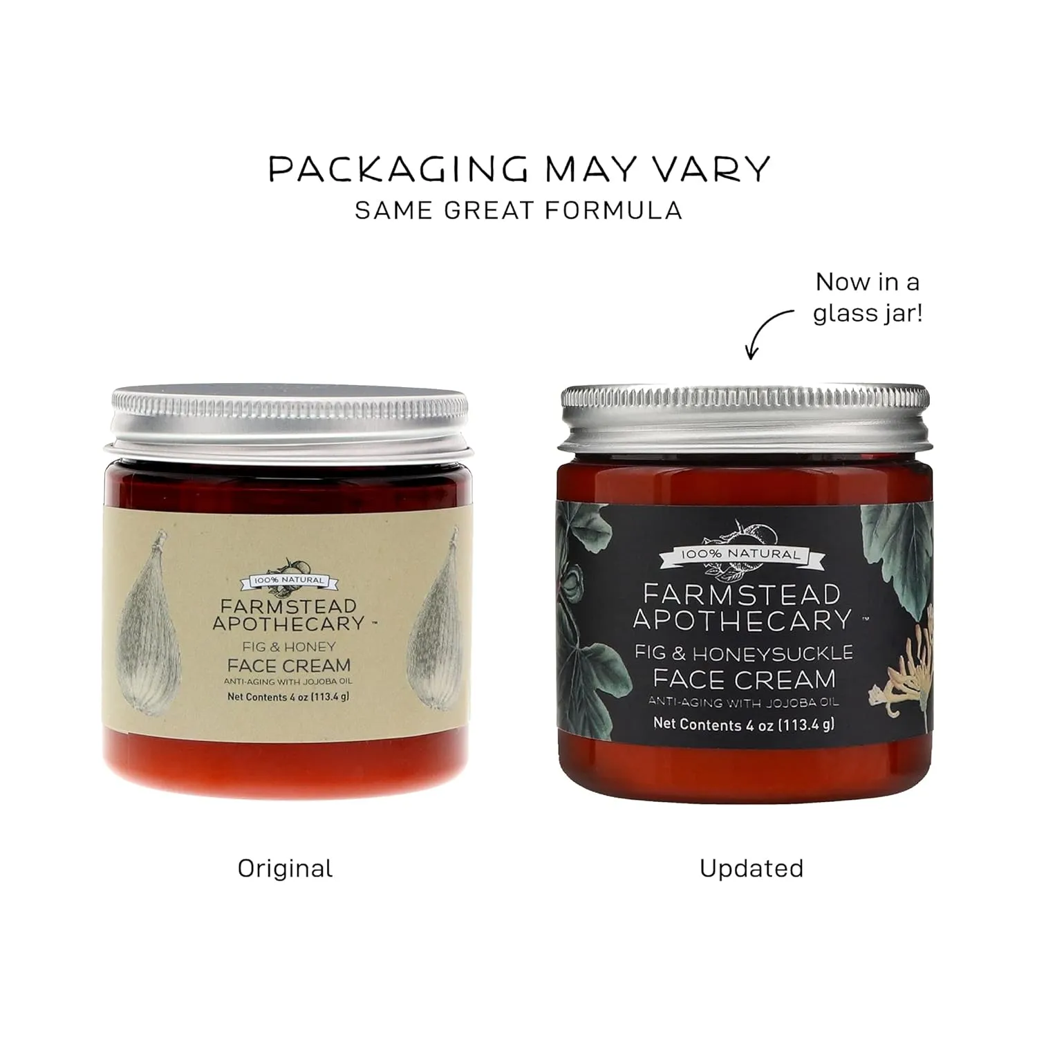 Farmstead Apothecary 100% Natural Anti-Aging Face Cream with Jojoba Oil, 4 oz (Fig & Honeysuckle)