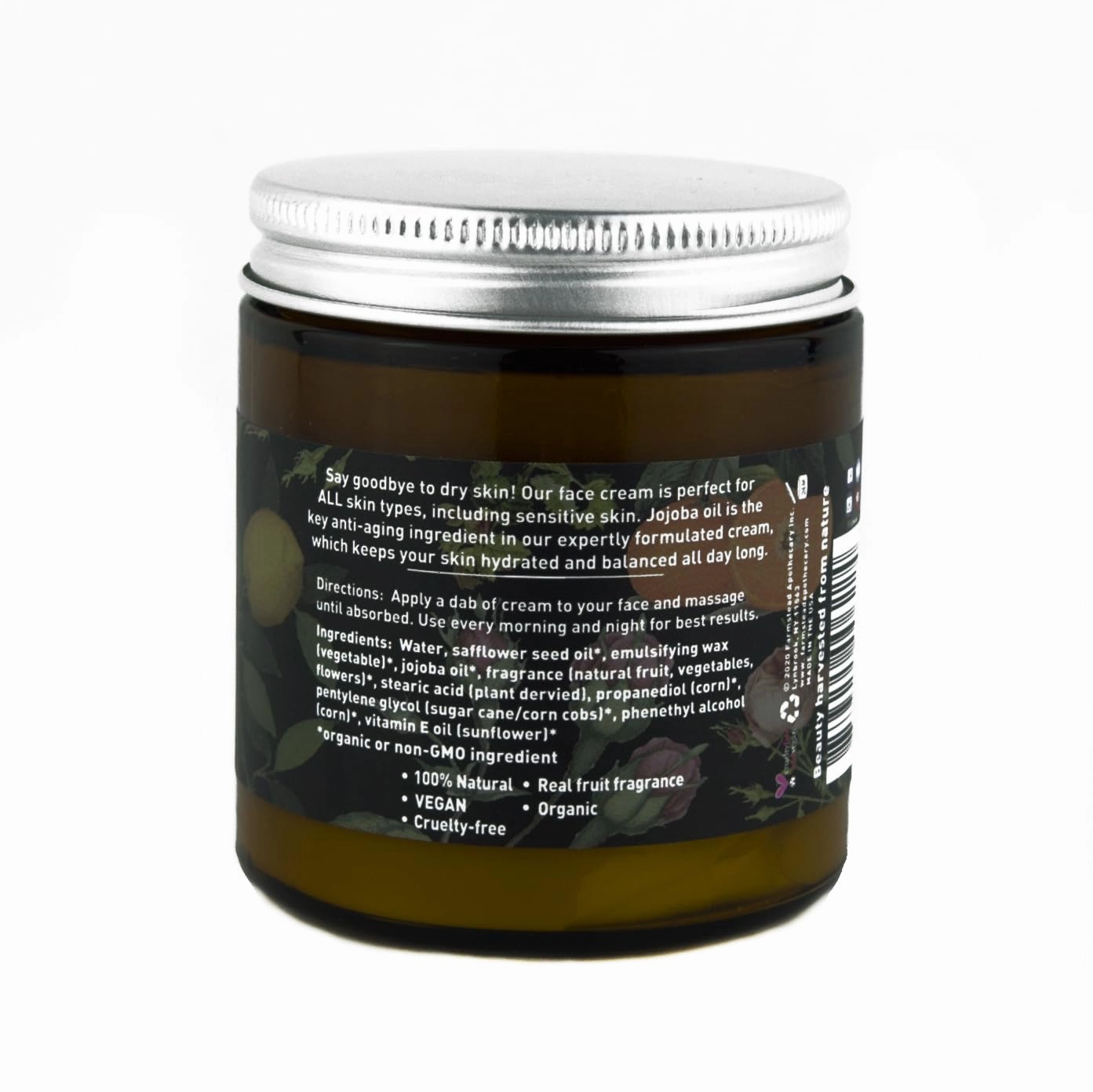 Farmstead Apothecary 100% Natural Anti-Aging Face Cream with Jojoba Oil, 4 oz (Strawberry Gardenia)