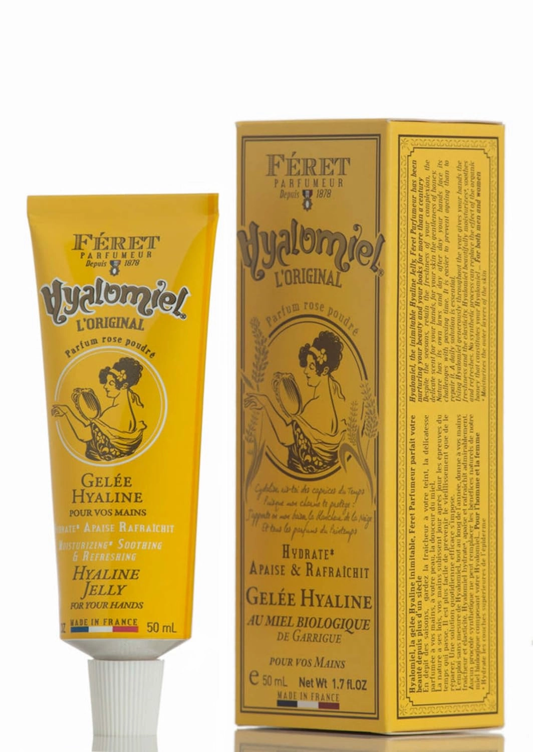 Feret Le Hyalomiel Gel Moisturizer – Rose Poudré – Hydrating Skincare with Organic Honey – Soothing Gel for Dry, Cracked Hands, Feet & Skin – Made in France – 50ml / 1.7oz