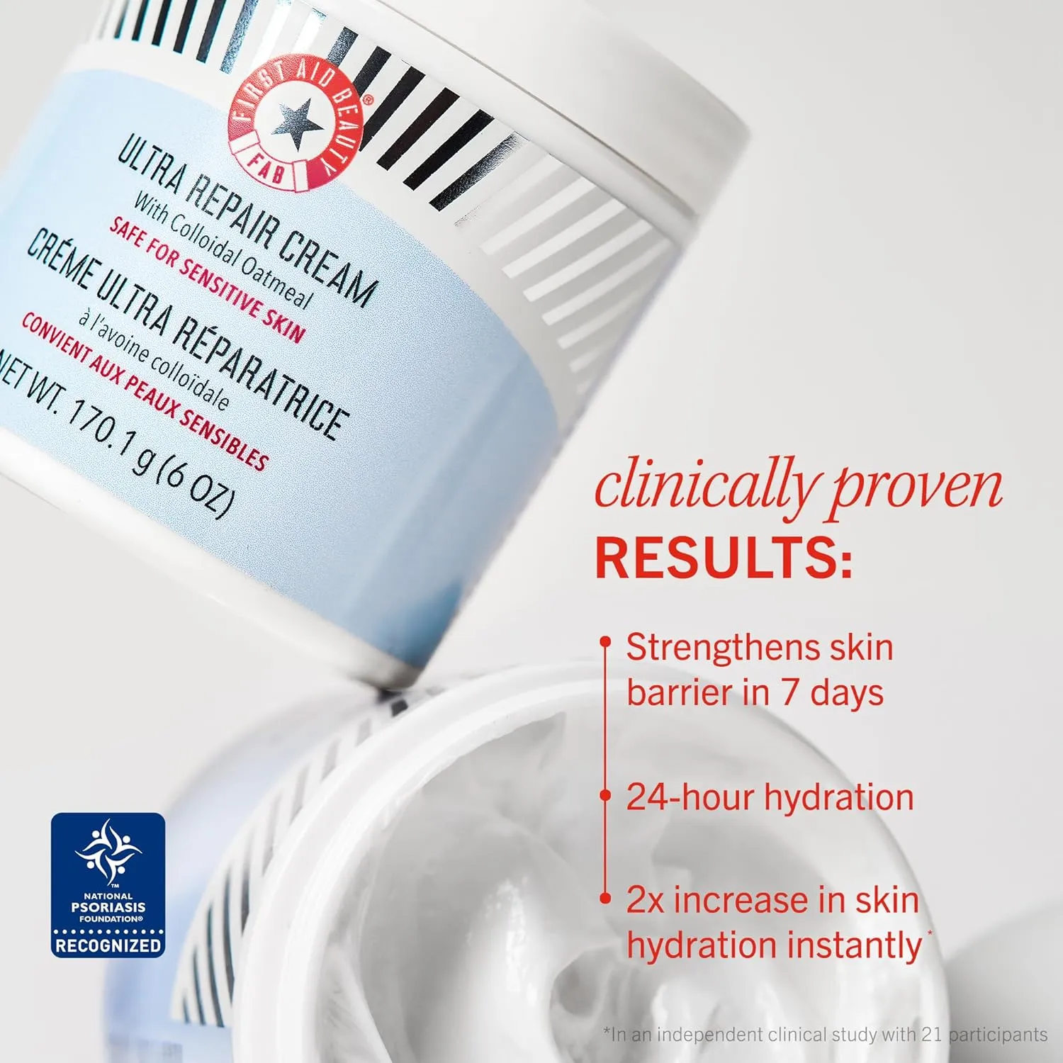 First Aid Beauty - Ultra Repair Cream, Intense Hydration Whipped Colloidal Oatmeal, Clinically Proven to Strengthen Skin Barrier in 7 Days & Helps Relieve Eczema, Luxury Face & Body Moisturizer, 2 oz
