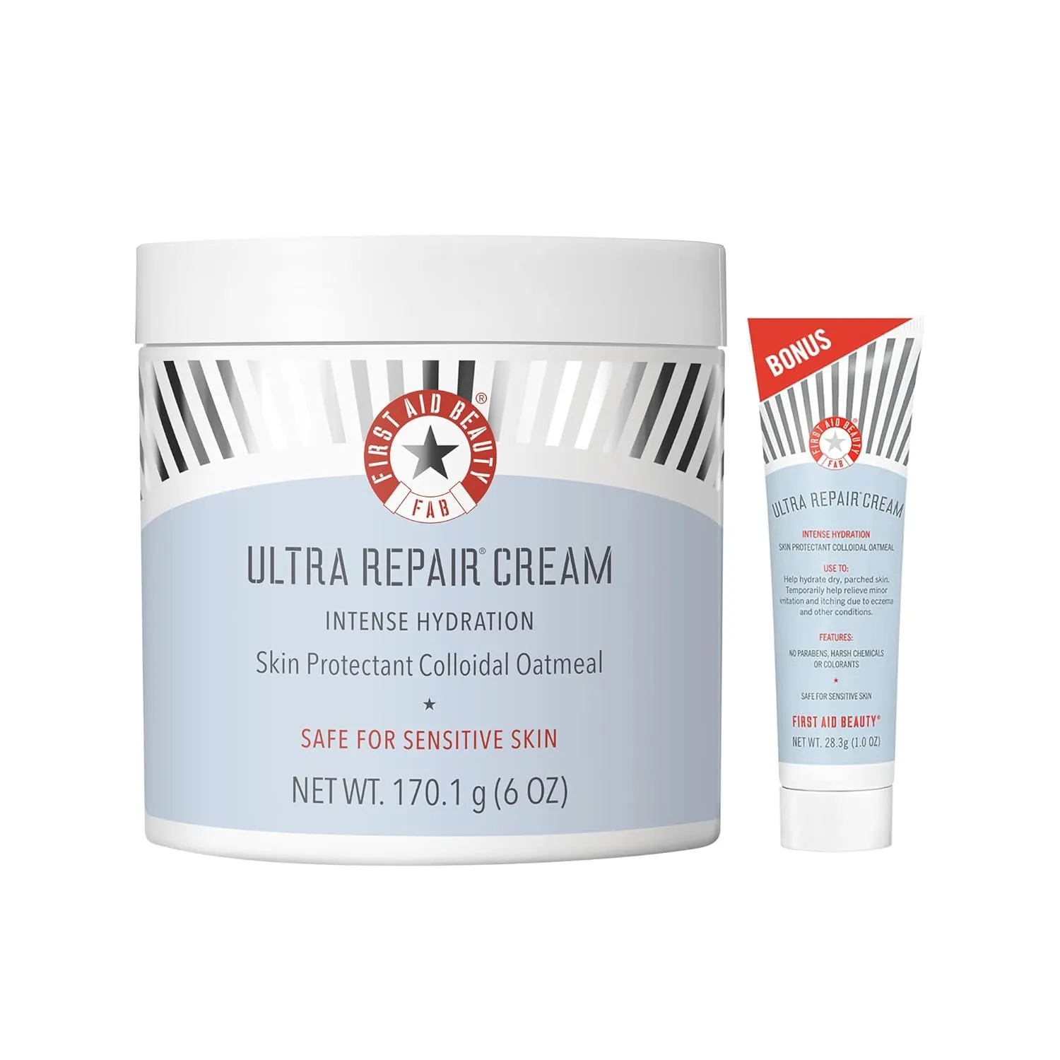 First Aid Beauty - Ultra Repair Cream, Intense Hydration Whipped Colloidal Oatmeal, Clinically Proven to Strengthen Skin Barrier in 7 Days & Helps Relieve Eczema, Luxury Moisturizer, 6 oz   Bonus, 2ct