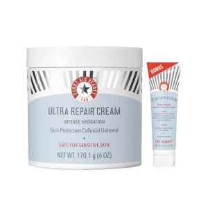 First Aid Beauty - Ultra Repair Cream, Intense Hydration Whipped Colloidal Oatmeal, Clinically Proven to Strengthen Skin Barrier in 7 Days & Helps Relieve Eczema, Luxury Moisturizer, 6 oz   Bonus, 2ct