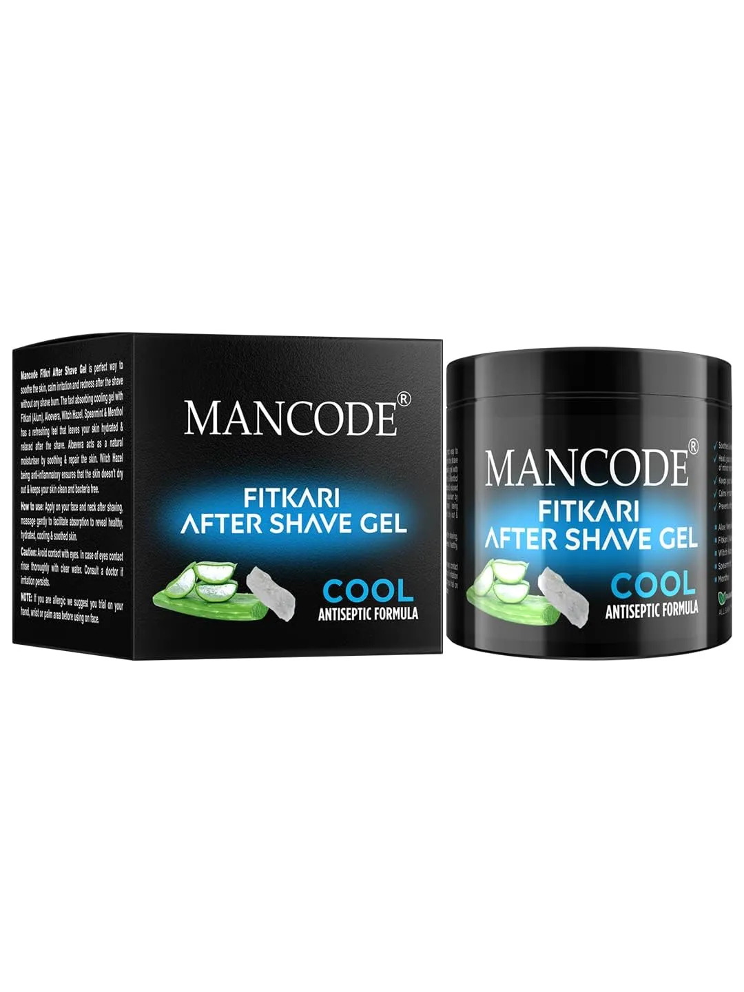 Fitkari After Shave Gel Cool for Men | Post Shave Gel | Treats Aftershave Cuts; Wounds; Razor Burn | Skin Irritation | Refreshing Aqua Fragrance | Alcohol Free After Shave 100gm (Pack of 1)