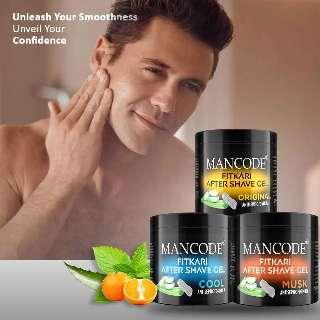 Fitkari After Shave Gel Cool for Men | Post Shave Gel | Treats Aftershave Cuts; Wounds; Razor Burn | Skin Irritation | Refreshing Aqua Fragrance | Alcohol Free After Shave 100gm (Pack of 1)