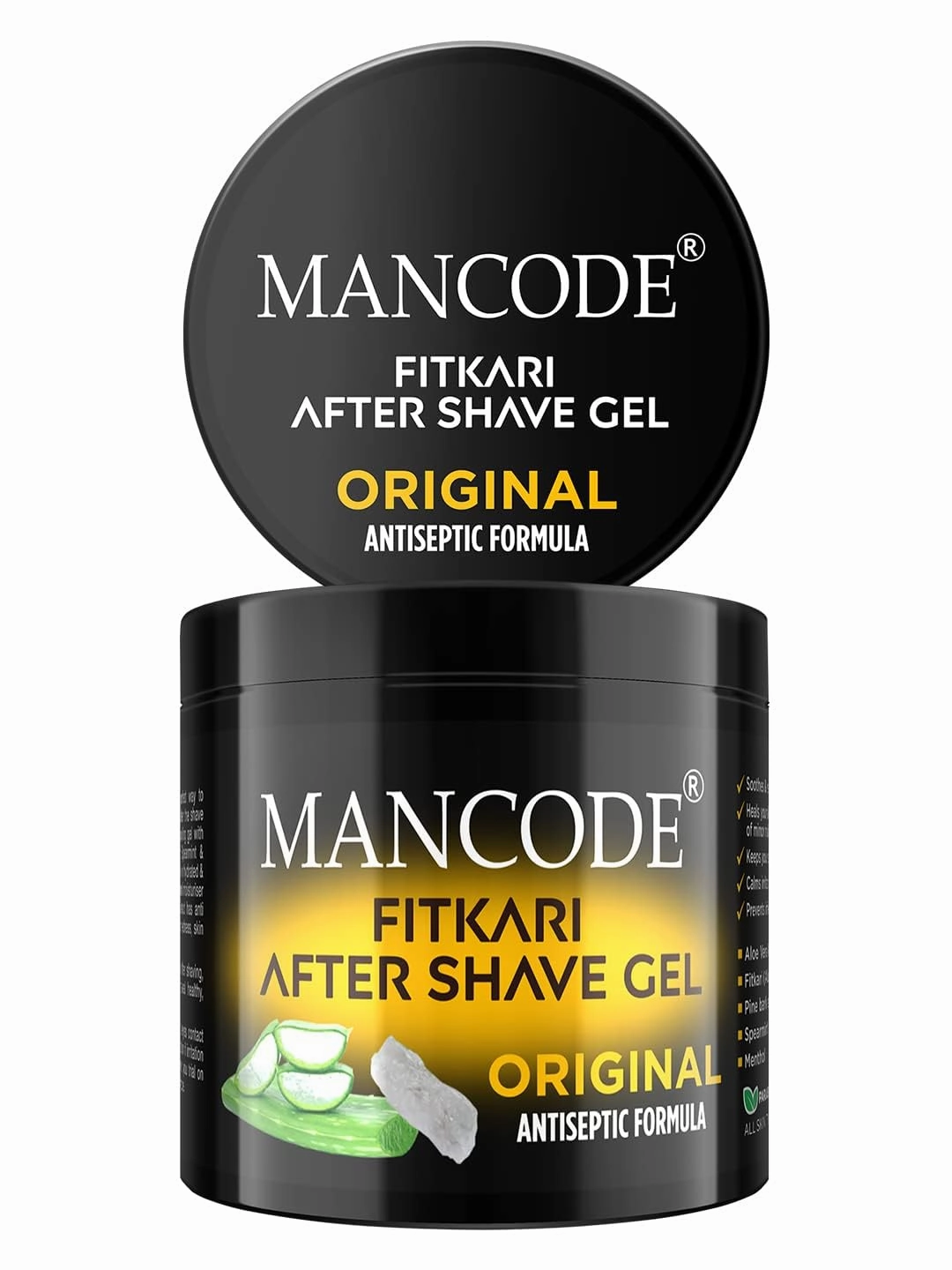 Fitkari After Shave Gel Original for Men | Post Shave Gel | Treats Aftershave Cuts; Wounds; Razor Burn | Skin Irritation | Premium Fresh Fragrance | Alcohol Free After Shave 100gm (Pack of 1)
