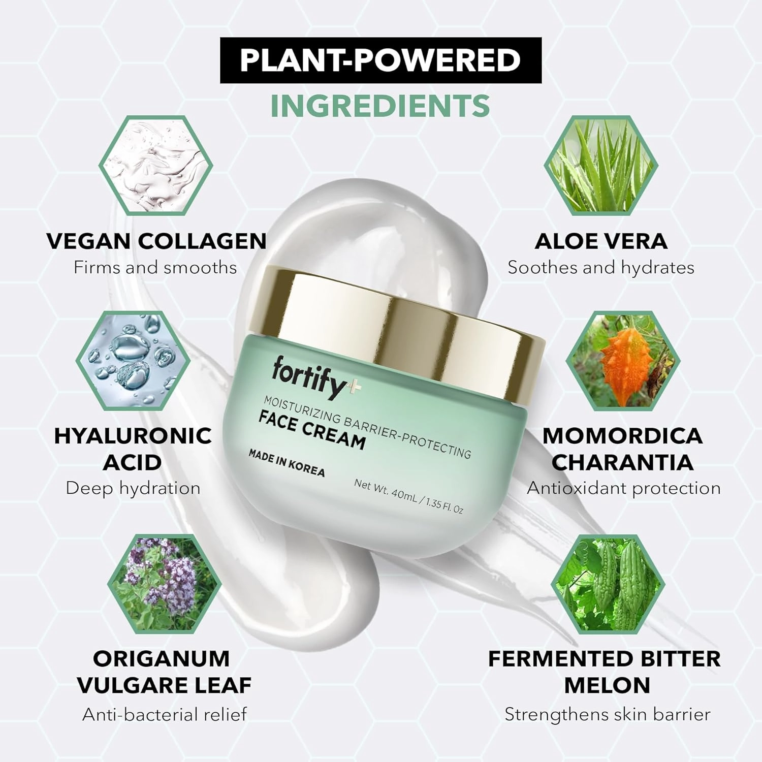 Fortify 9-in-1 Face Cream w/Peptides & Vegan Collagen - Moisturizing   Barrier Protecting - Dermatologist Tested, Clean Beauty, All Skin Types - Anti-Aging Korean Skincare - 50mL/1.7Fl.Oz