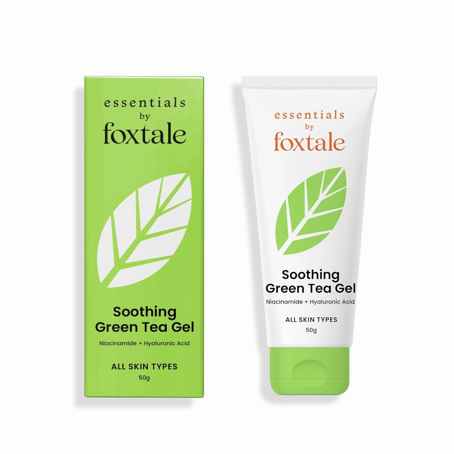 Fox.tale Green Tea Oil-Free Gel Moisturizer for Face | Hyaluronic Acid, Niacinamide, Betaine | Hydrates, Brightens and Prevents Acne | Lightweight for Oily, Acne-Prone Skin | Men & Women - 50g