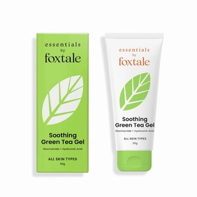 Fox.tale Green Tea Oil-Free Gel Moisturizer for Face | Hyaluronic Acid, Niacinamide, Betaine | Hydrates, Brightens and Prevents Acne | Lightweight for Oily, Acne-Prone Skin | Men & Women - 50g