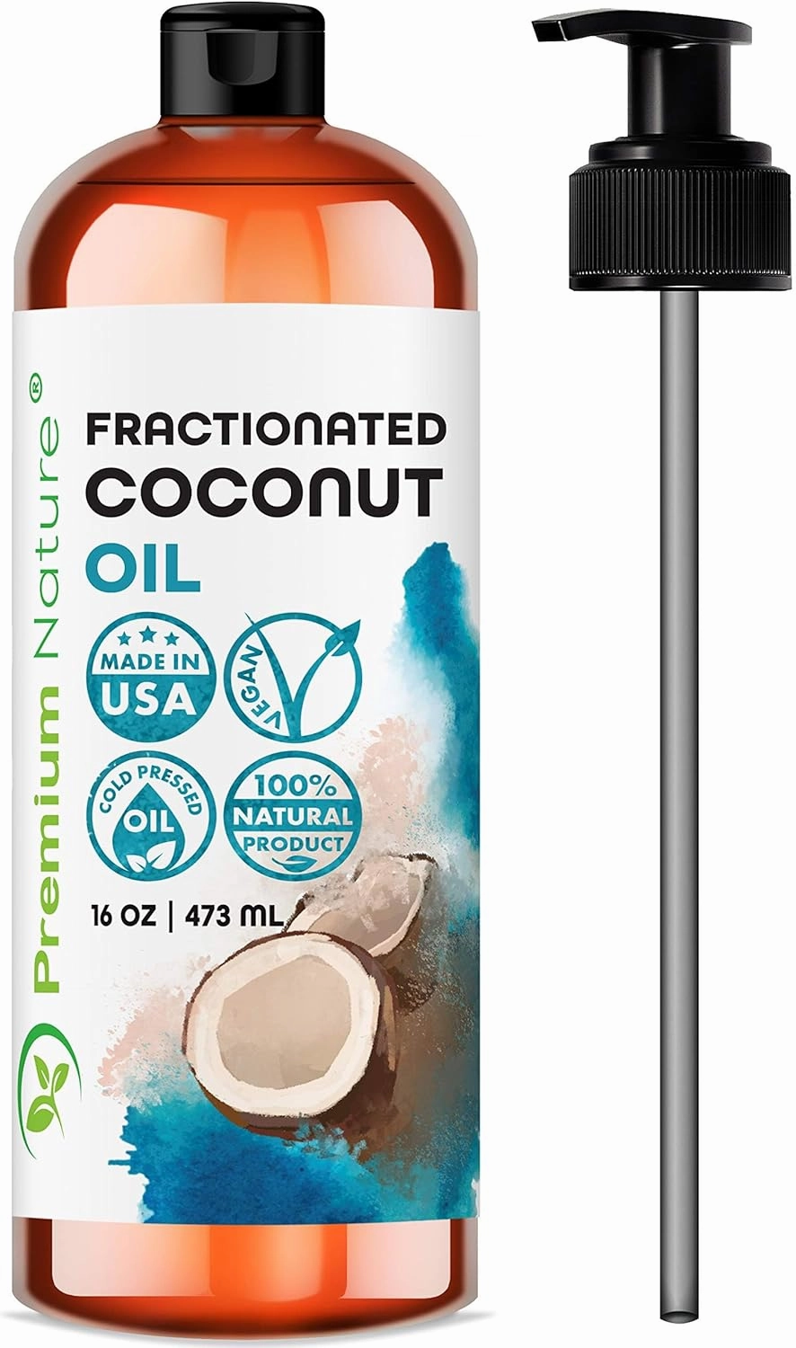 Fractionated Coconut Oil for Skin Moisturizer with Pump Massage Oils Best Carrier for Essential Oils Mixing Body OUL for Dry Skin Moisturizer Natural Oi for Face Hair Body 16oz