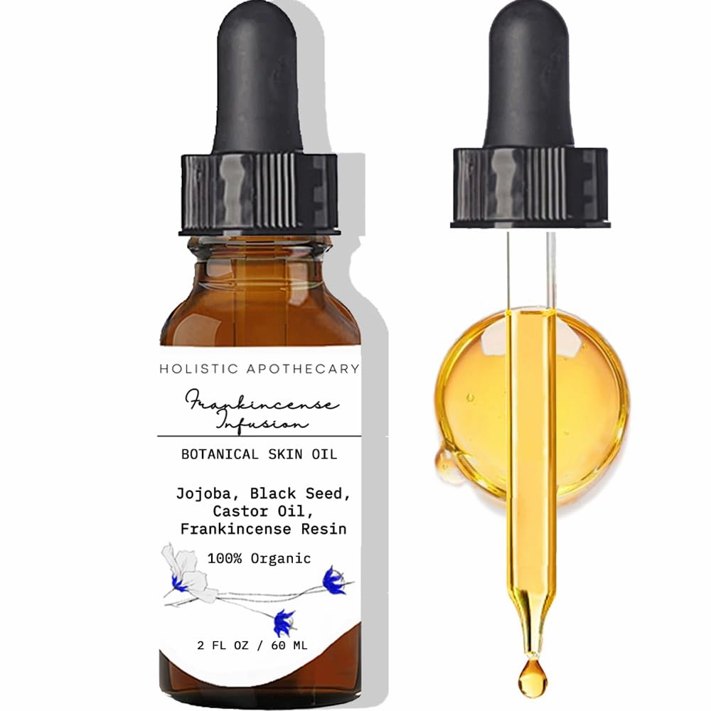 Frankincense Resin Infused Face Oil Organic, Black Seed, Castor, Jojoba Face Oil Anti Age Moisturizer Hydrating, Nourishing Miracle Oil Serum for Revitalized Radiant Skin