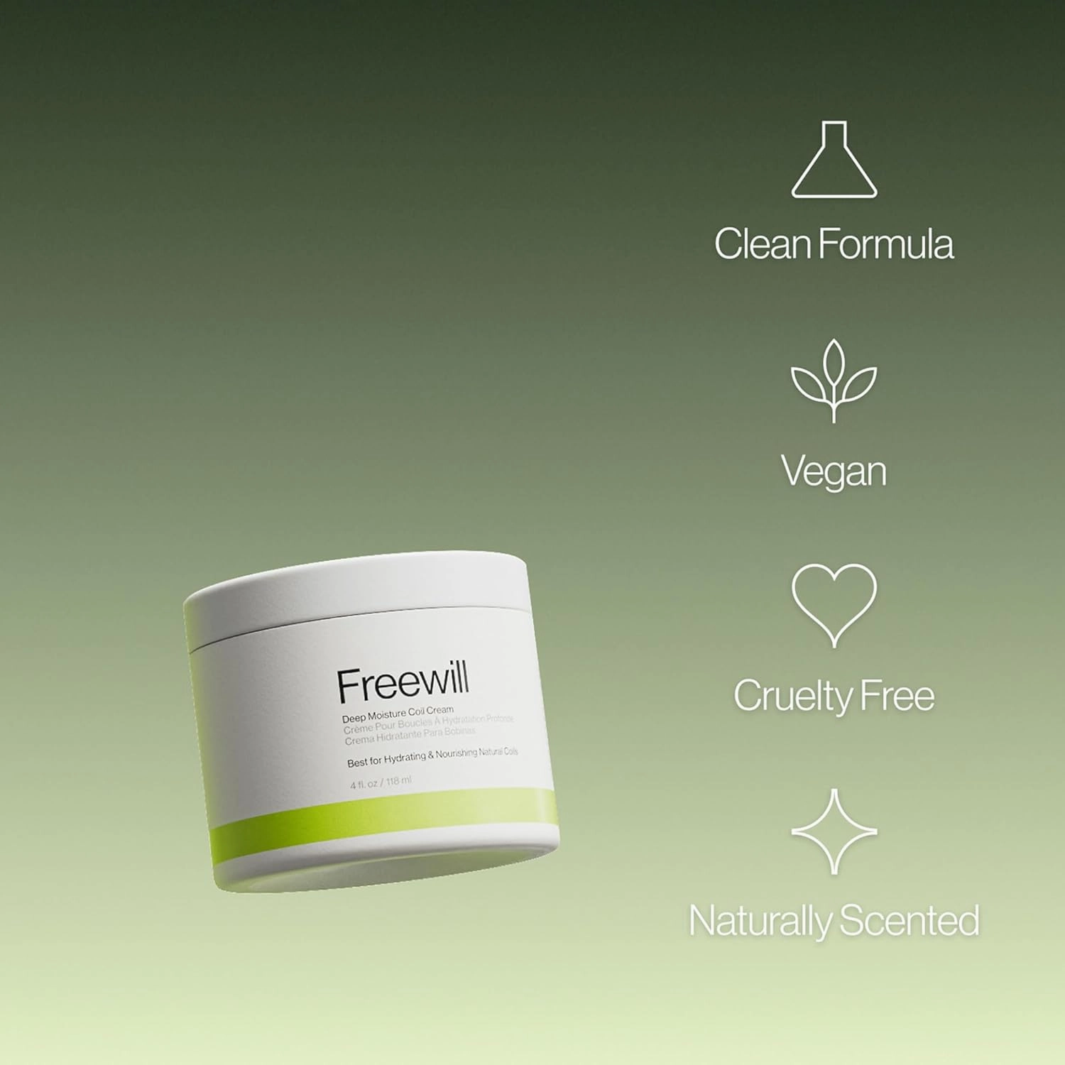 Freewill Deep Moisture Coil Cream, Curl Cream for Curly Hair, Helps Coily and Kinky Curls, Nourishes and Defines Coils, Hair Moisturizer for Frizz-Free Hair, 6 oz