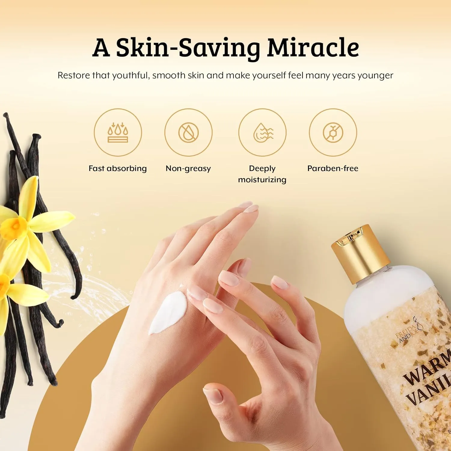 Freida and Joe Scented Body Lotion For Women, Deep Moisturizing Cream, Womens Luxury Stocking Stuffers & Fragrance Gifts That Smell Good, 10oz (Warm Vanilla)