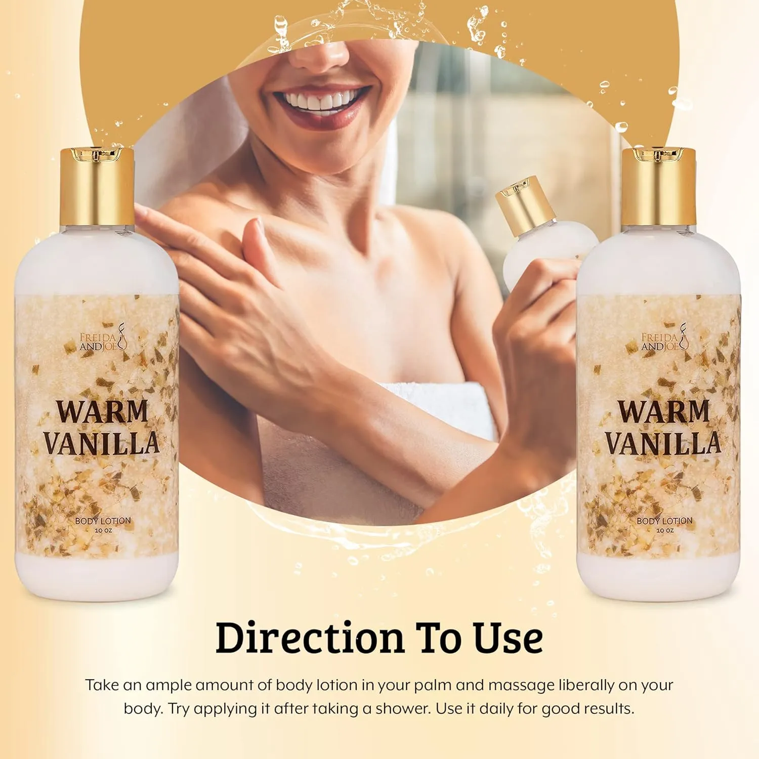 Freida and Joe Scented Body Lotion For Women, Deep Moisturizing Cream, Womens Luxury Stocking Stuffers & Fragrance Gifts That Smell Good, 10oz (Warm Vanilla)