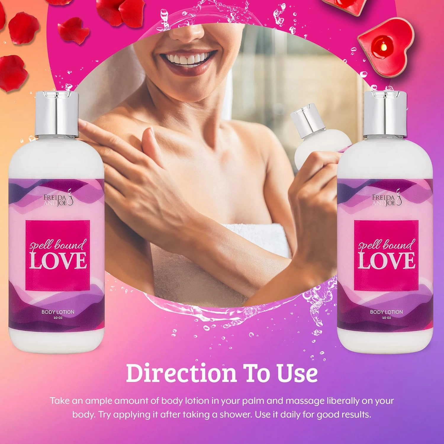 Freida and Joe Scented Body Lotion For Women, Deep Moisturizing Cream, Womens Luxury Stocking Stuffers & Fragrance Gifts That Smell Good, 10oz (Spell Bound Love)