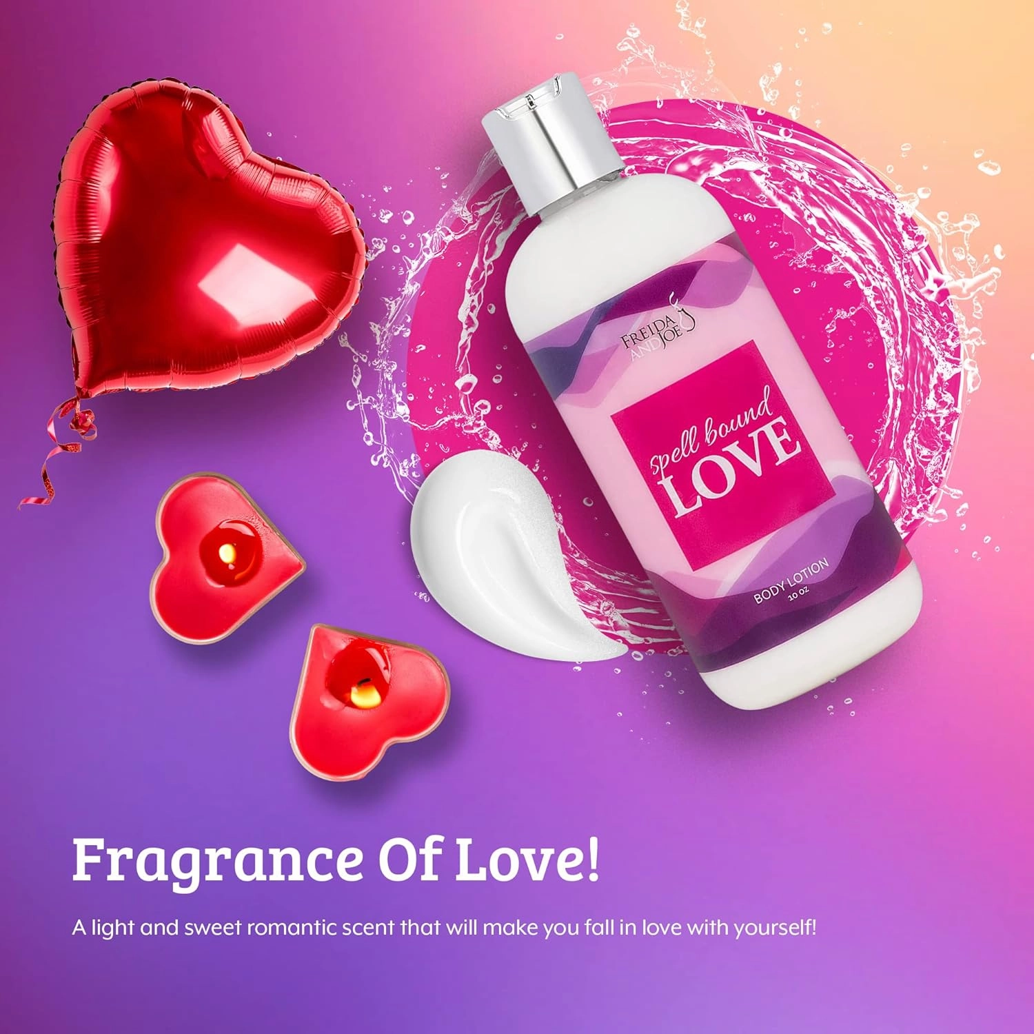Freida and Joe Scented Body Lotion For Women, Deep Moisturizing Cream, Womens Luxury Stocking Stuffers & Fragrance Gifts That Smell Good, 10oz (Spell Bound Love)