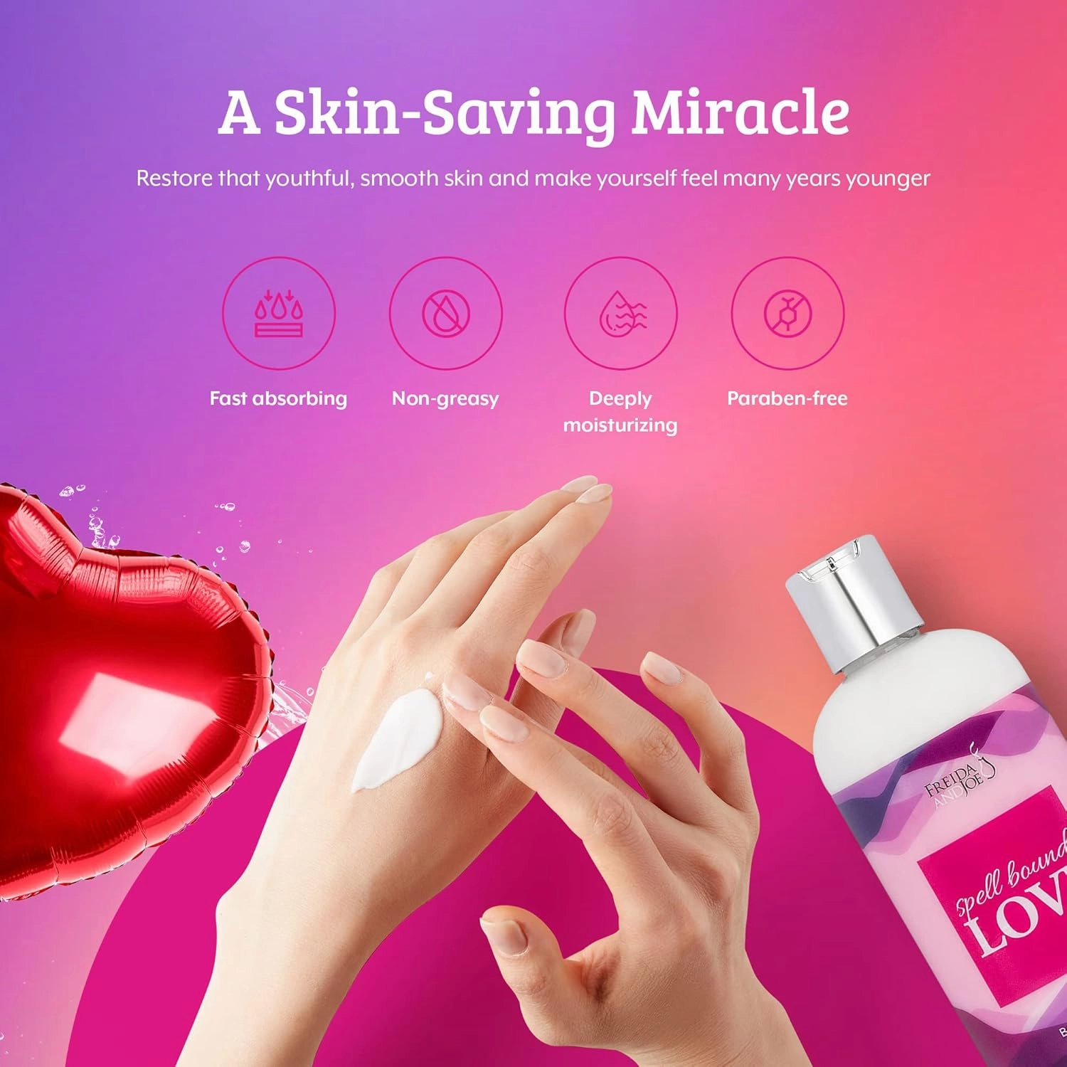 Freida and Joe Scented Body Lotion For Women, Deep Moisturizing Cream, Womens Luxury Stocking Stuffers & Fragrance Gifts That Smell Good, 10oz (Spell Bound Love)