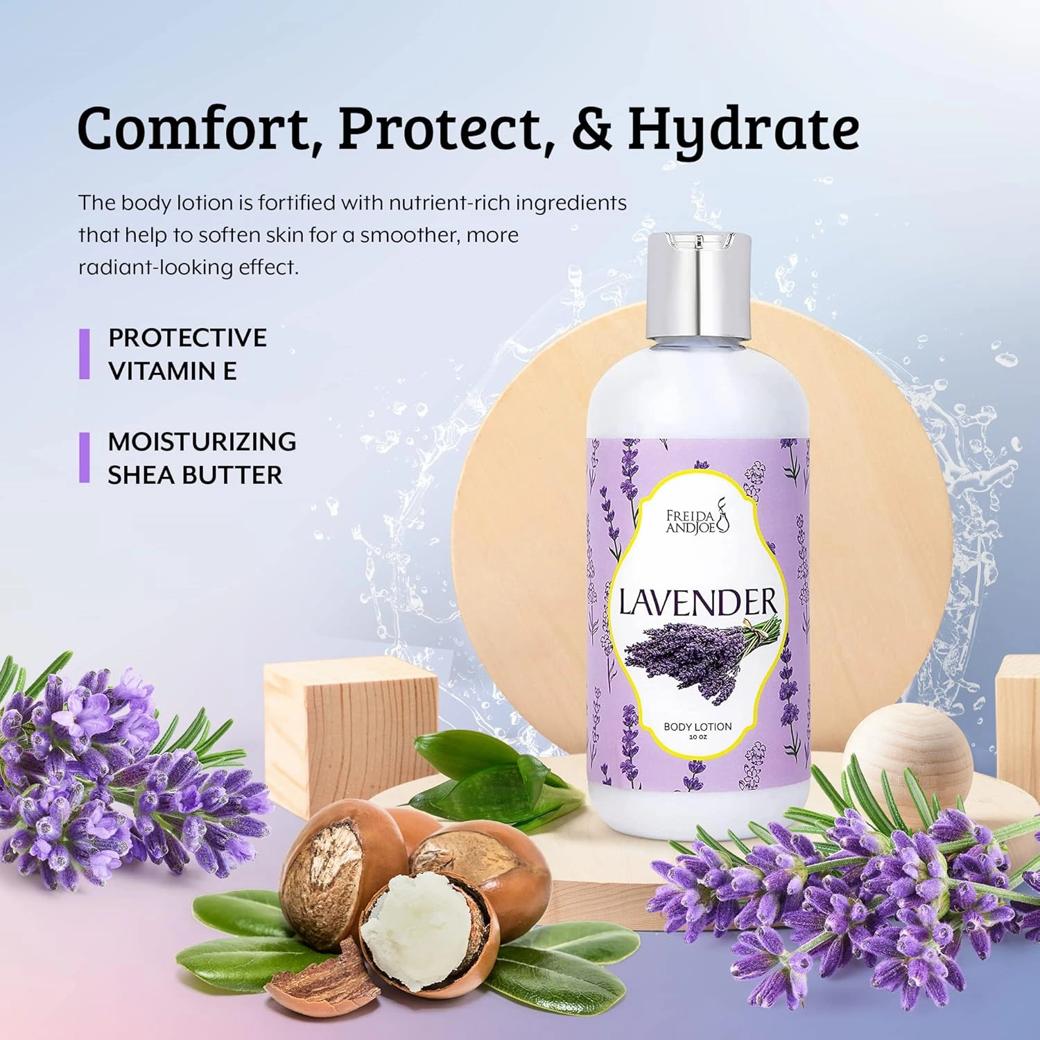 Freida and Joe Scented Body Lotion For Women, Deep Moisturizing Hand Cream, Womens Luxury Stocking Stuffers & Fragrance Gifts That Smell Good, 10oz (Lavender)