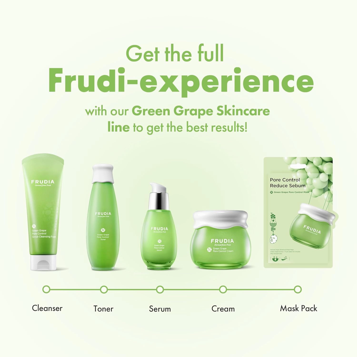FRUDIA Green Grape Pore Control Face Cream, Vegan Korean Face Moisturizer w/81% Green Grape Extract, Tannin Pore Complex & Anti Sebum P for Pore Minimizing (1.94 fl oz)