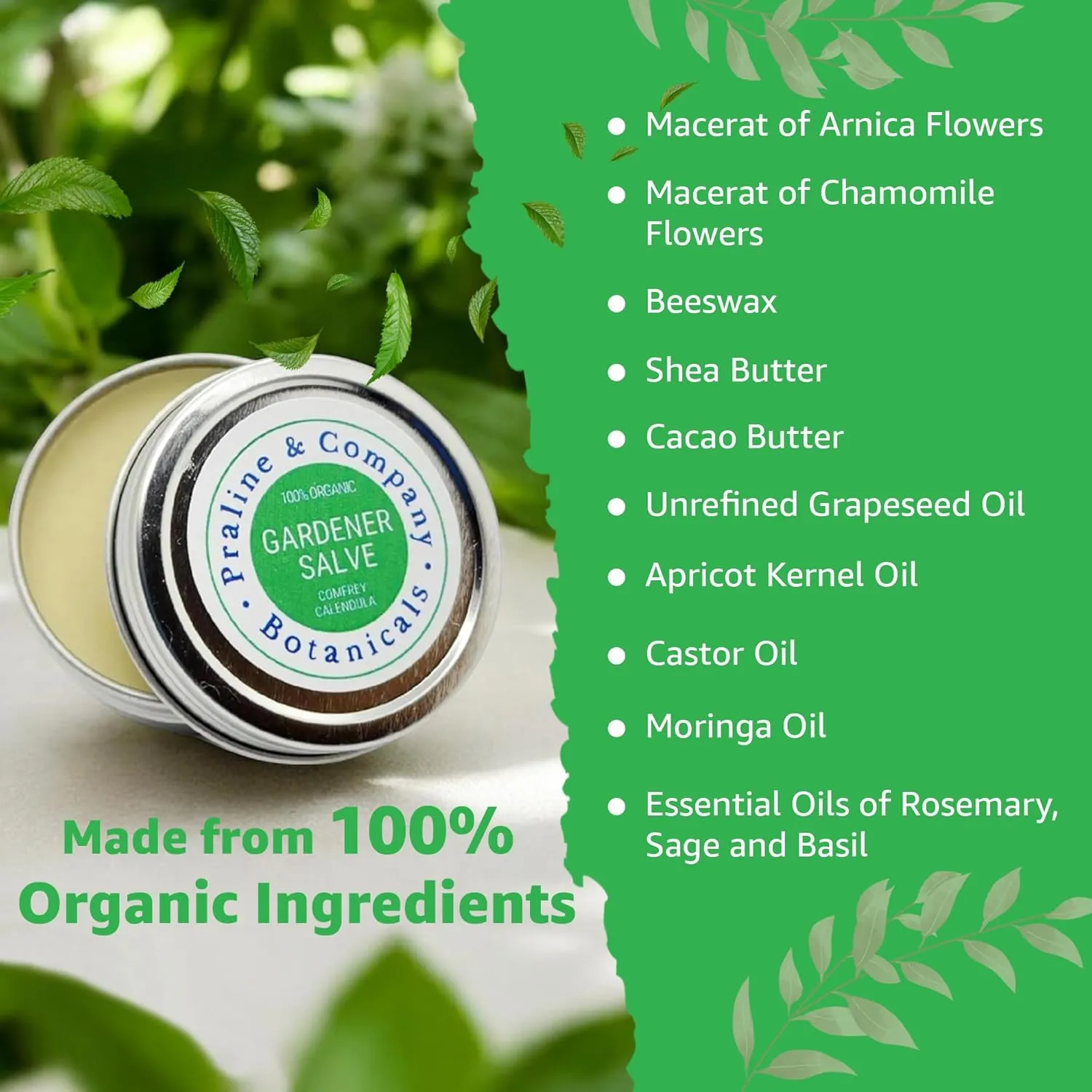 Gardener's Hand Balm – Organic Hydrating Salve for Dry, Cracked Hands – Plant-Based Soothing Ointment with Arnica & Chamomile – Handmade Moisturizer for Dry Skin – 2oz