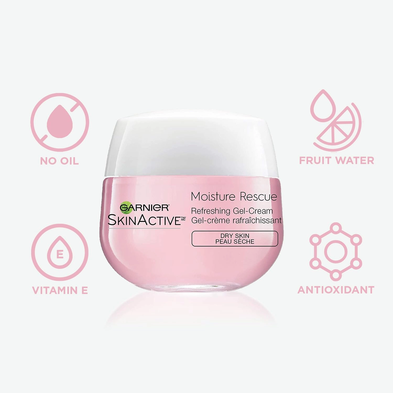 Garnier SkinActive Moisture Rescue Refreshing Gel-Cream for Dry Skin, Oil-Free, 1.7 Oz (50g), 1 Count (Packaging May Vary)