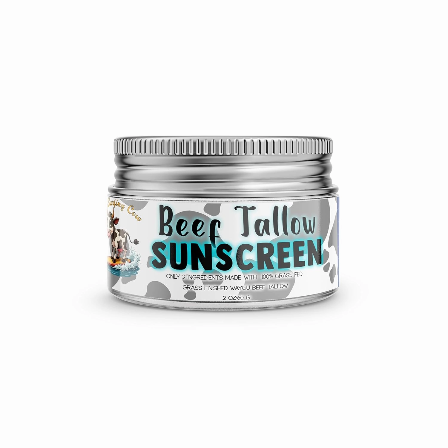Get Wavy Organics's - Zinc and Tallow Sunscreen - Water Resistant 20 SPF Beef Tallow with Zinc Oxide - Mineral Sunscreen with Non-Nano Minerals - 2 ounce 60 grams