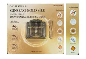 Ginseng Gold Silk Watery Cream 2.11 Oz(60g)-6 Years Korean Ginseng, 99.9% Pure Gold Premium Skin Care, Anti-Aging Moisturizer for Skin, Wrinkle Care with Ginseng Saponins (cream 1)